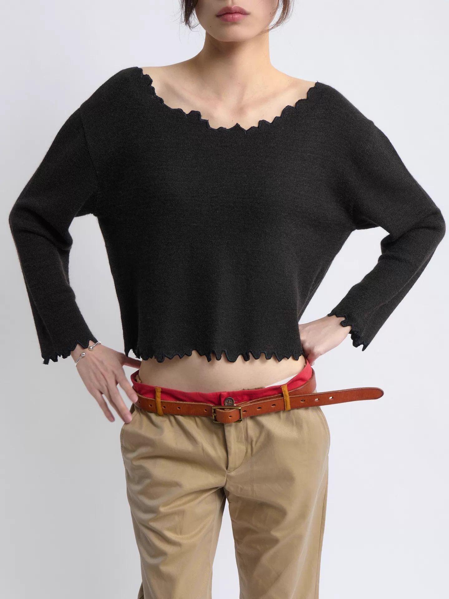 Kenzo KENZO 80s Vintage Wavy Hem Linen Blend Knit Top Size XS / US 0-2 / IT 36-38 - 6 Thumbnail