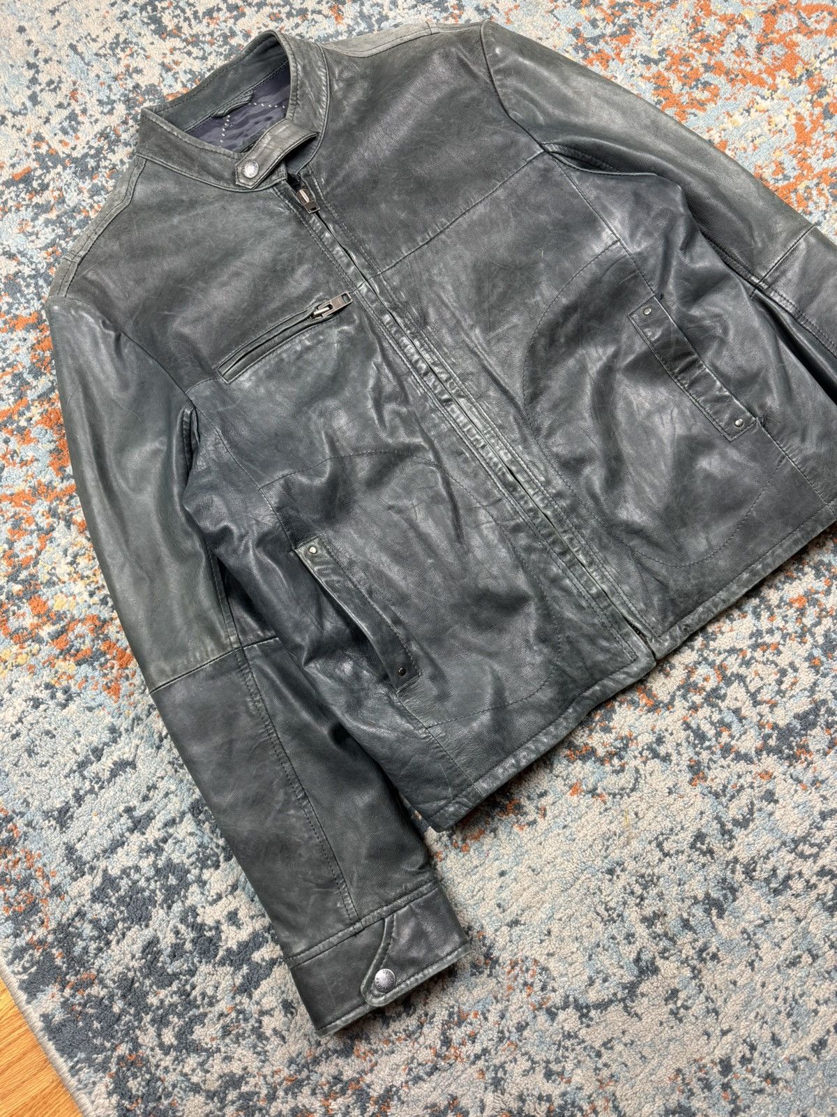 Designer × Vintage Vintage 90s Goose Craft real leather biker jacket boxy Size US XL / EU 56 / 4 - 4 Thumbnail