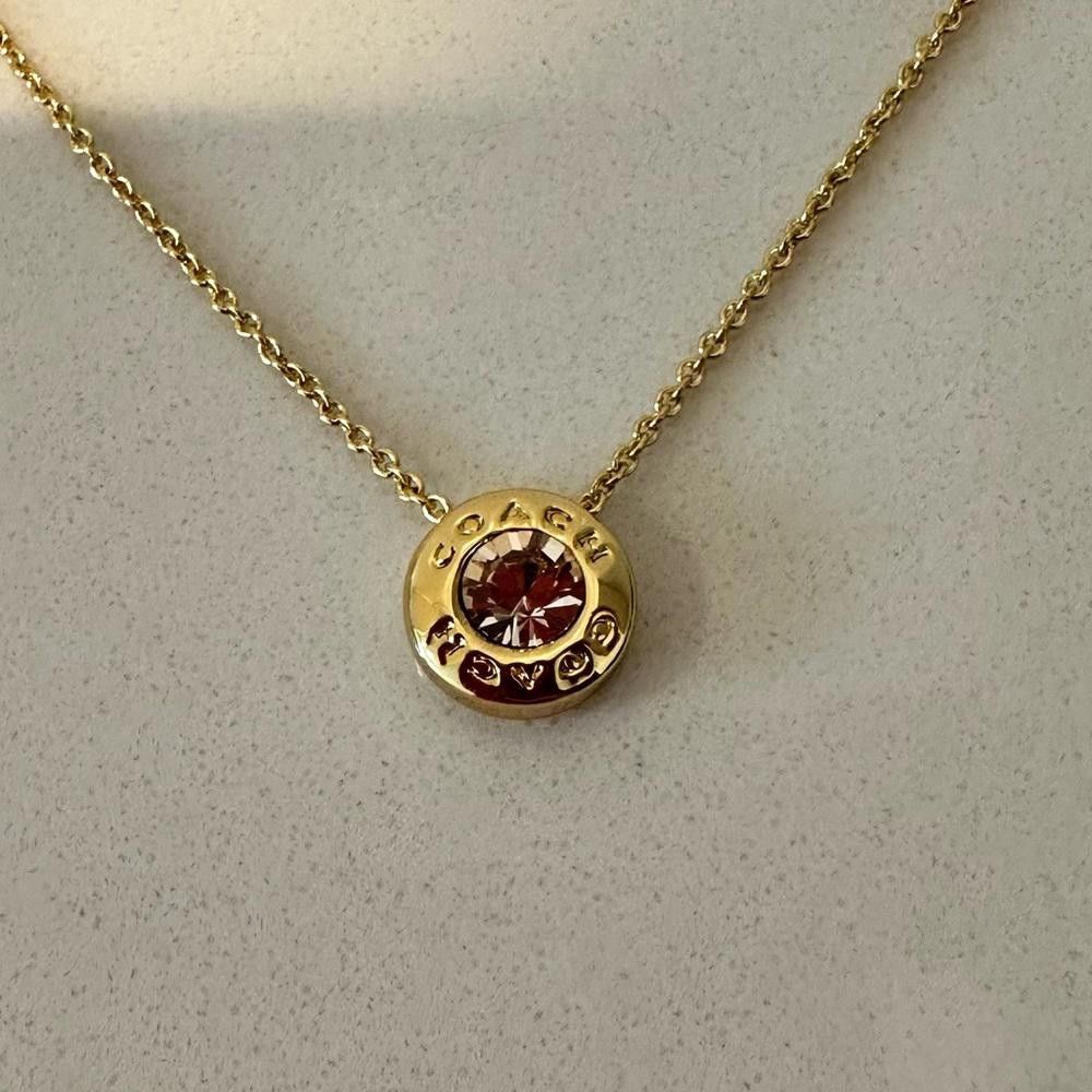 Coach COACH Open Circle Stone Crystal Gold Tone Necklace Size ONE SIZE - 5 Thumbnail