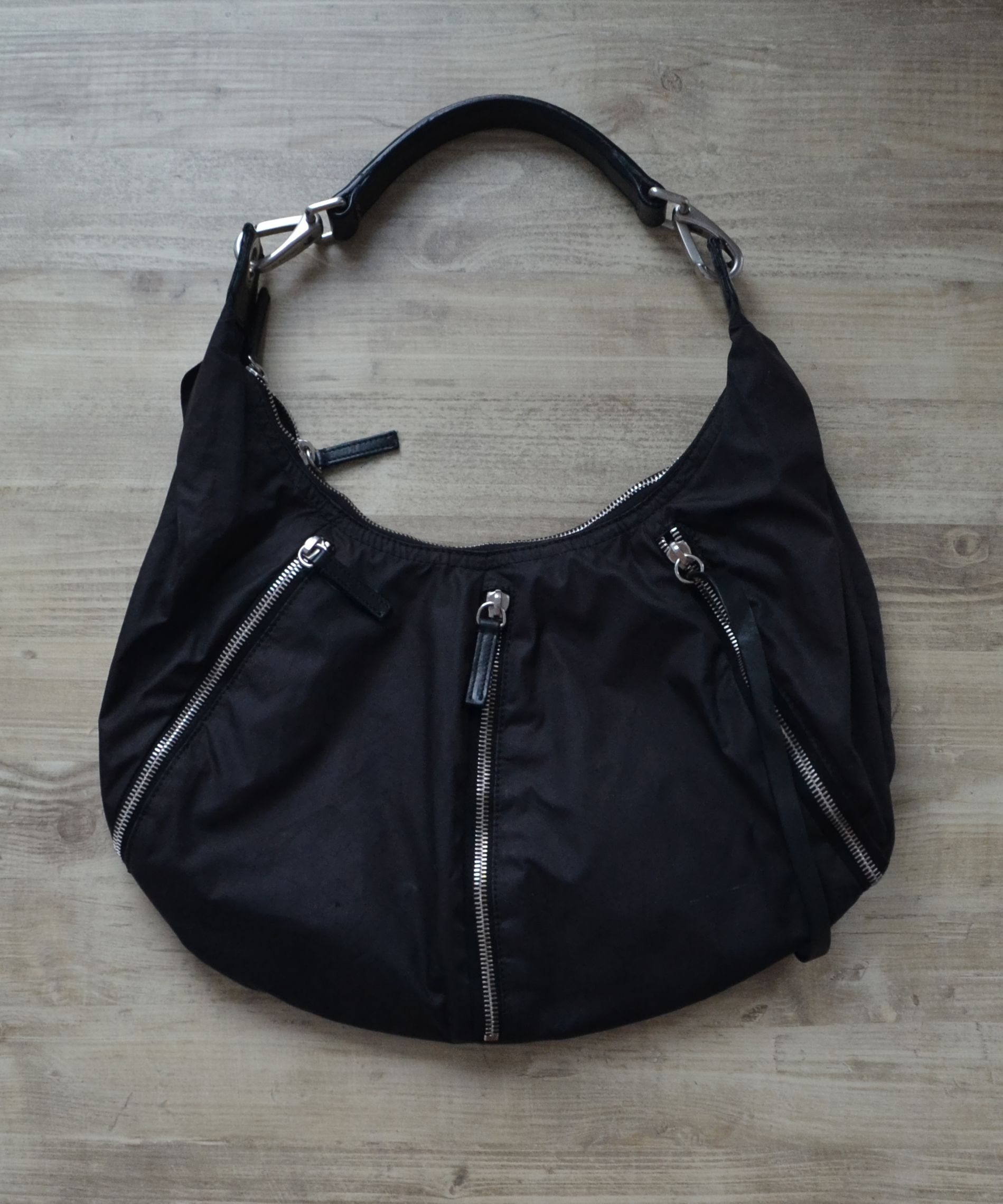 Pre-owned Bag X Jil Sander Bag Nylon Zip Vintage Hobo Bag Handbag In Faded Black/dark Purple