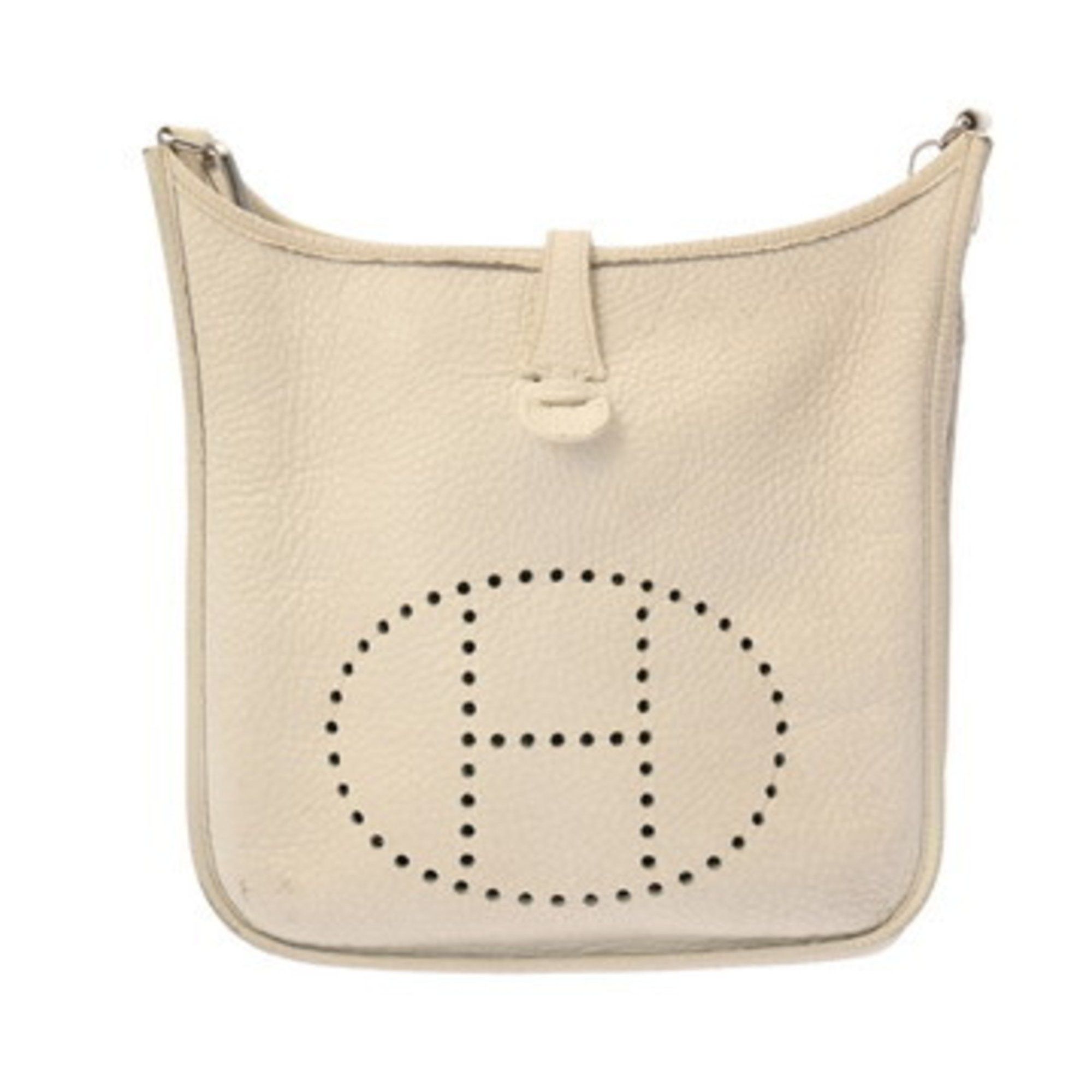 HERMES Evelyn II White J Stamp (circa 2006) Unisex Taurillon Clemence Leather Shoulder Bag
