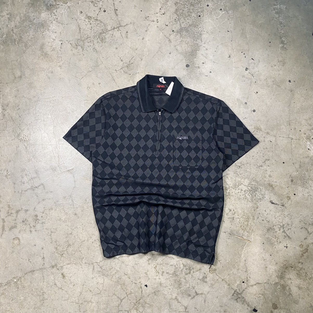 Designer × Japanese Brand × Vintage Honma Diamond Checkered Halfzip Polos Tee Size US M / EU 48-50 / 2 - 1 Thumbnail
