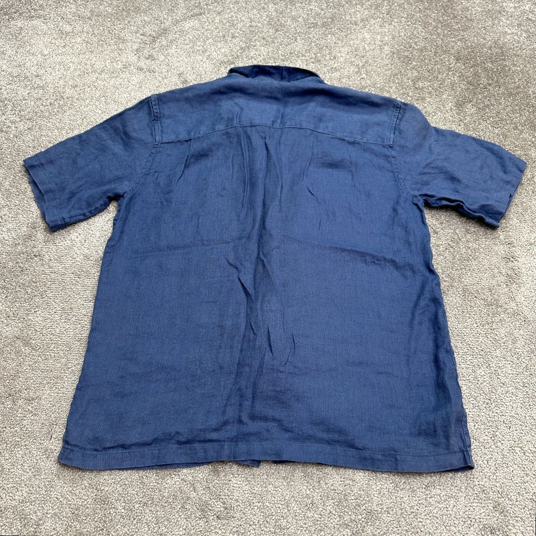 Vintage Breakwater Casual Button-Up Shirt Men's Medium Blue Short Sleeve Linen Pocket Lightweight Size US M / EU 48-50 / 2 - 2 Thumbnail