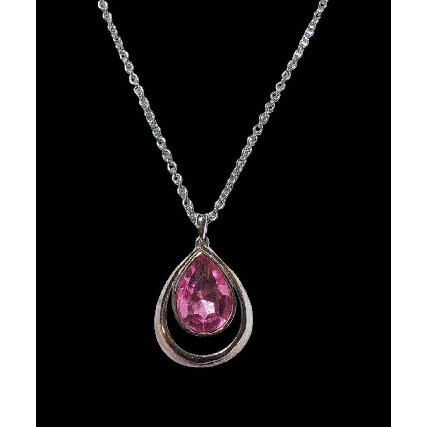 Other Coquette Pink Gemmed Teardrop Pendant Necklace Size ONE SIZE - 1 Thumbnail