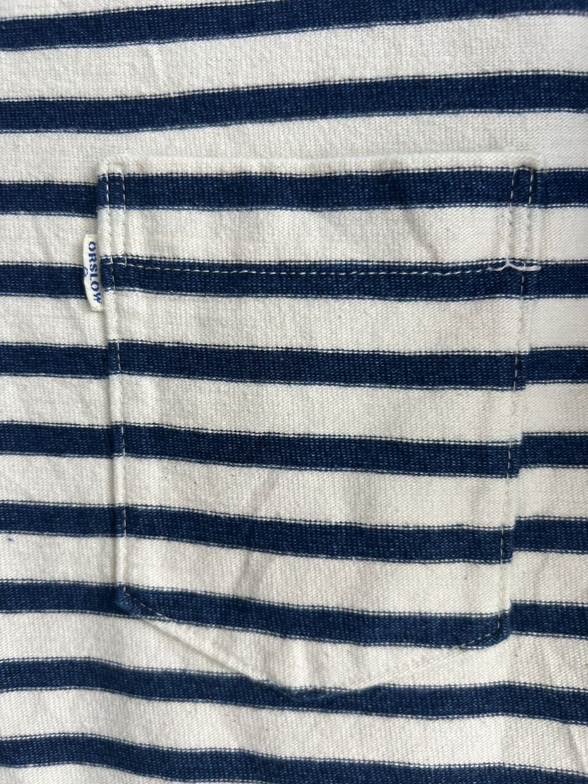 Orslow Orslow Japan Indigo Dyed Rockabilly Striped Pocket Tee Shirt Size US S / EU 44-46 / 1 - 4 Thumbnail