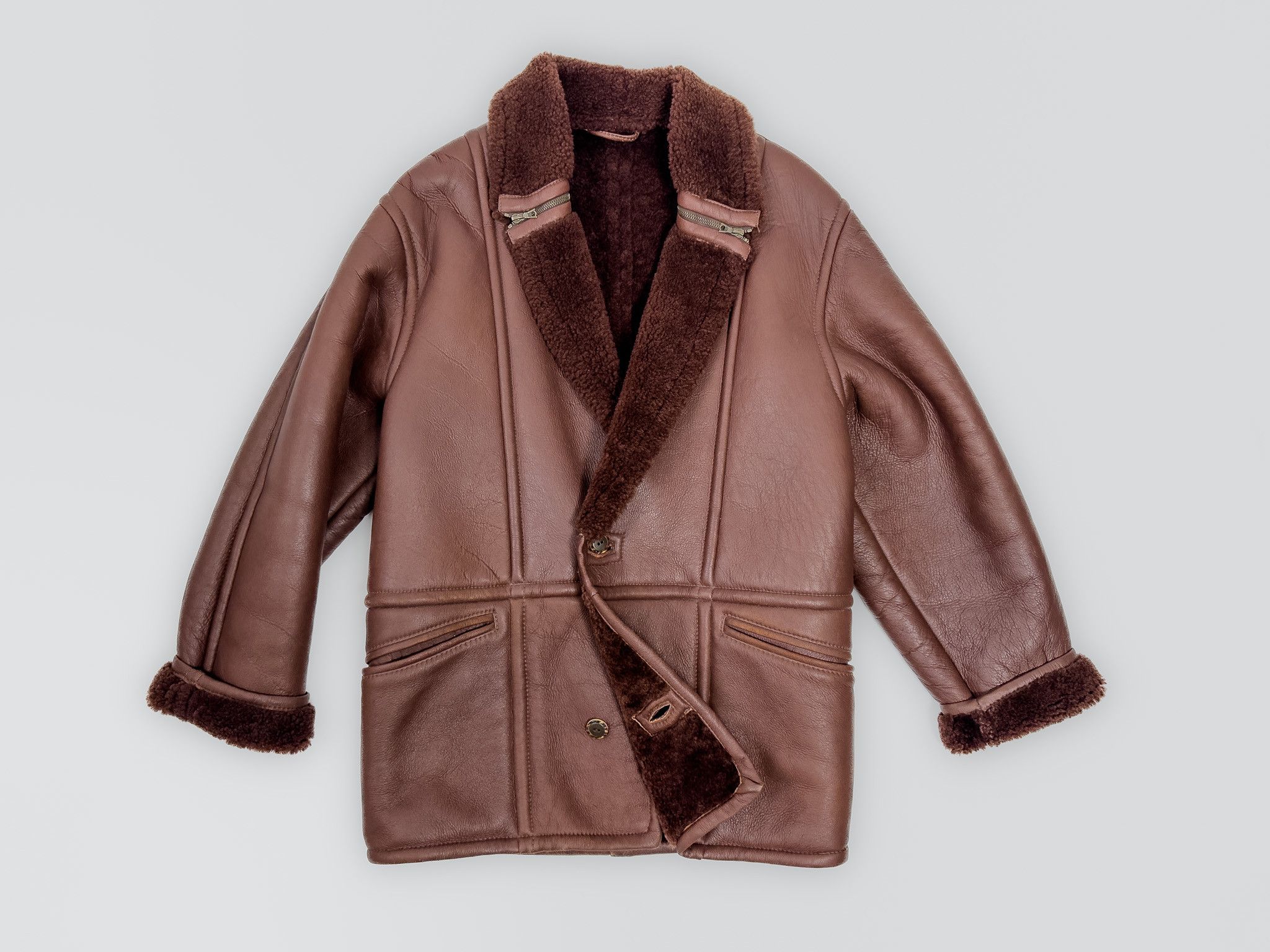 Other Brown Chunky Shearling Coat With Shawl Neck Size US S / EU 44-46 / 1 - 1 Thumbnail