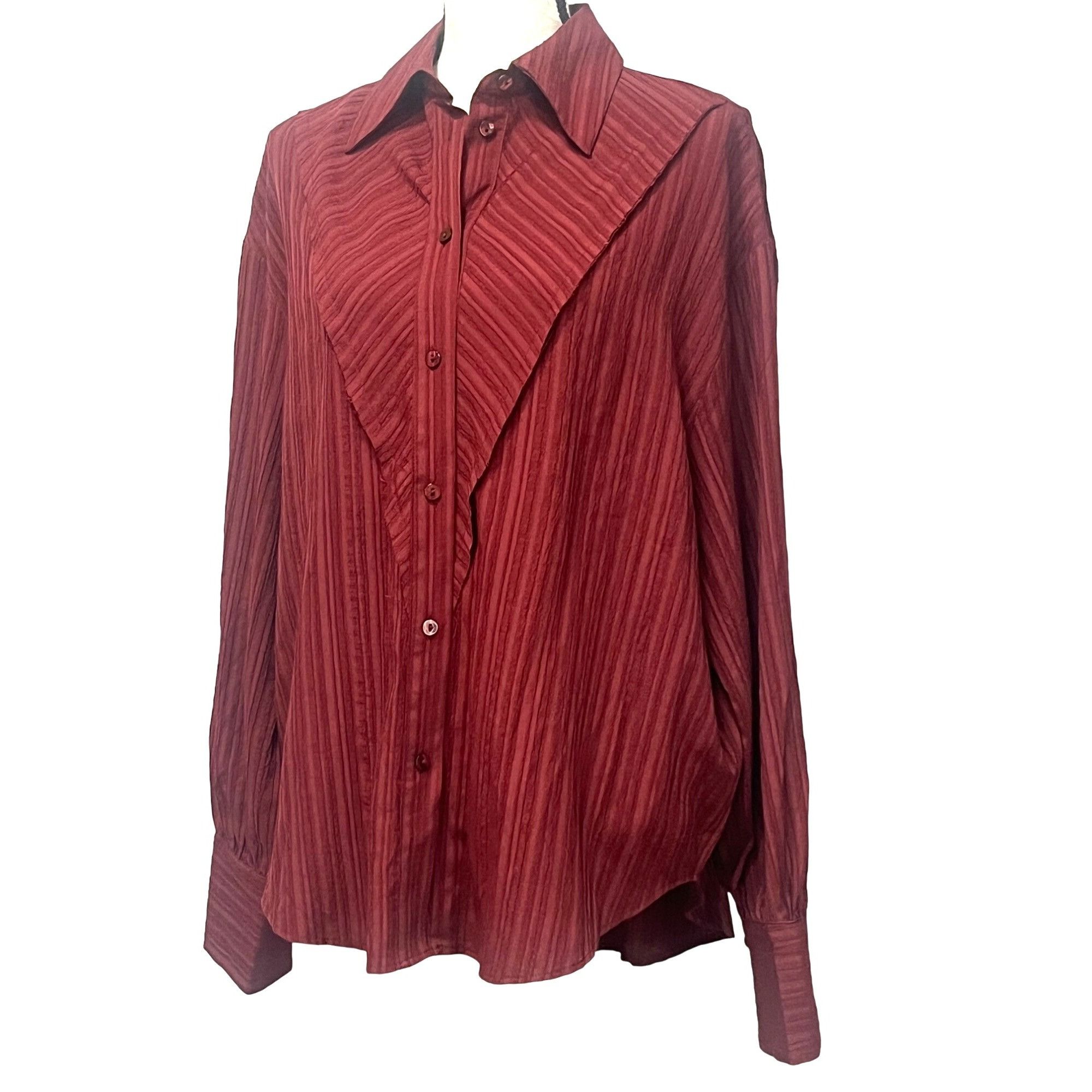 Topshop Topshop textured panel shirt in berry, Sz. 6 Size M / US 6-8 / IT 42-44 - 1 Thumbnail