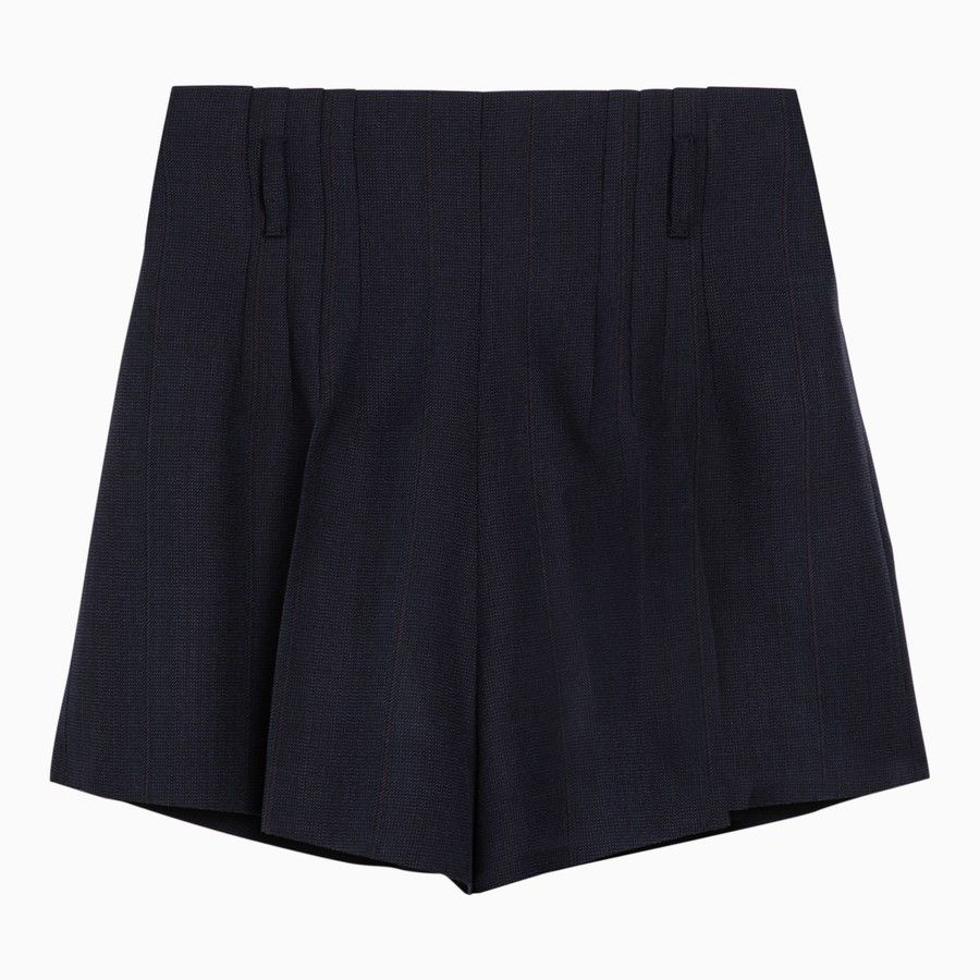 Prada o1d2blof0924 Wool Shorts in Navy Blue Size 28" / US 6 / IT 42 - 1 Thumbnail