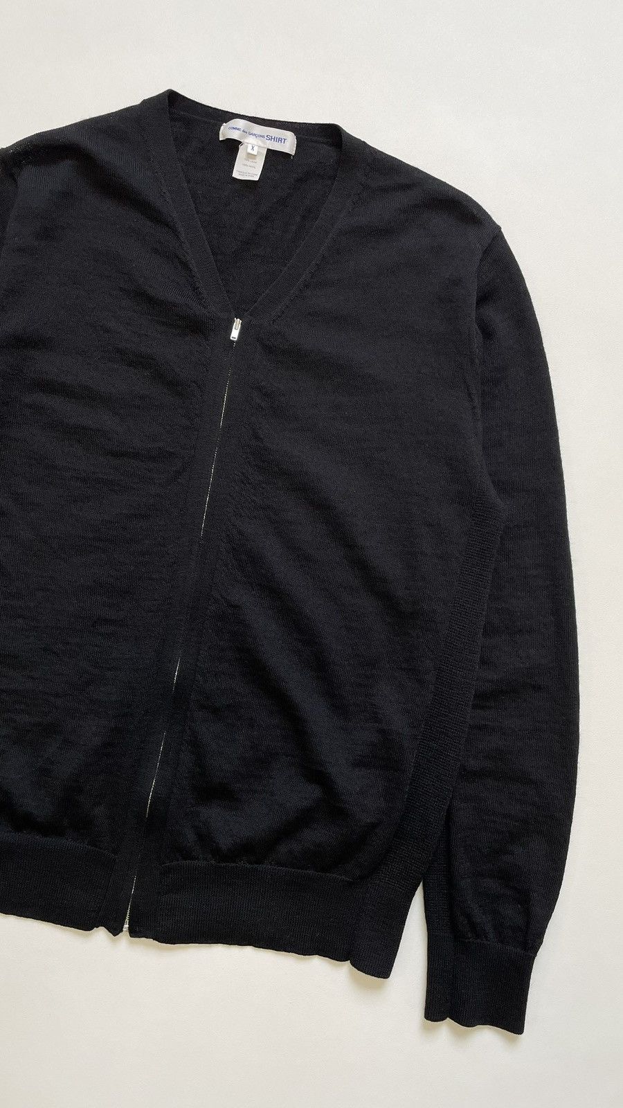 Comme des Garcons Black Wool Zip Front Cardigan Size US M / EU 48-50 / 2 - 6 Thumbnail