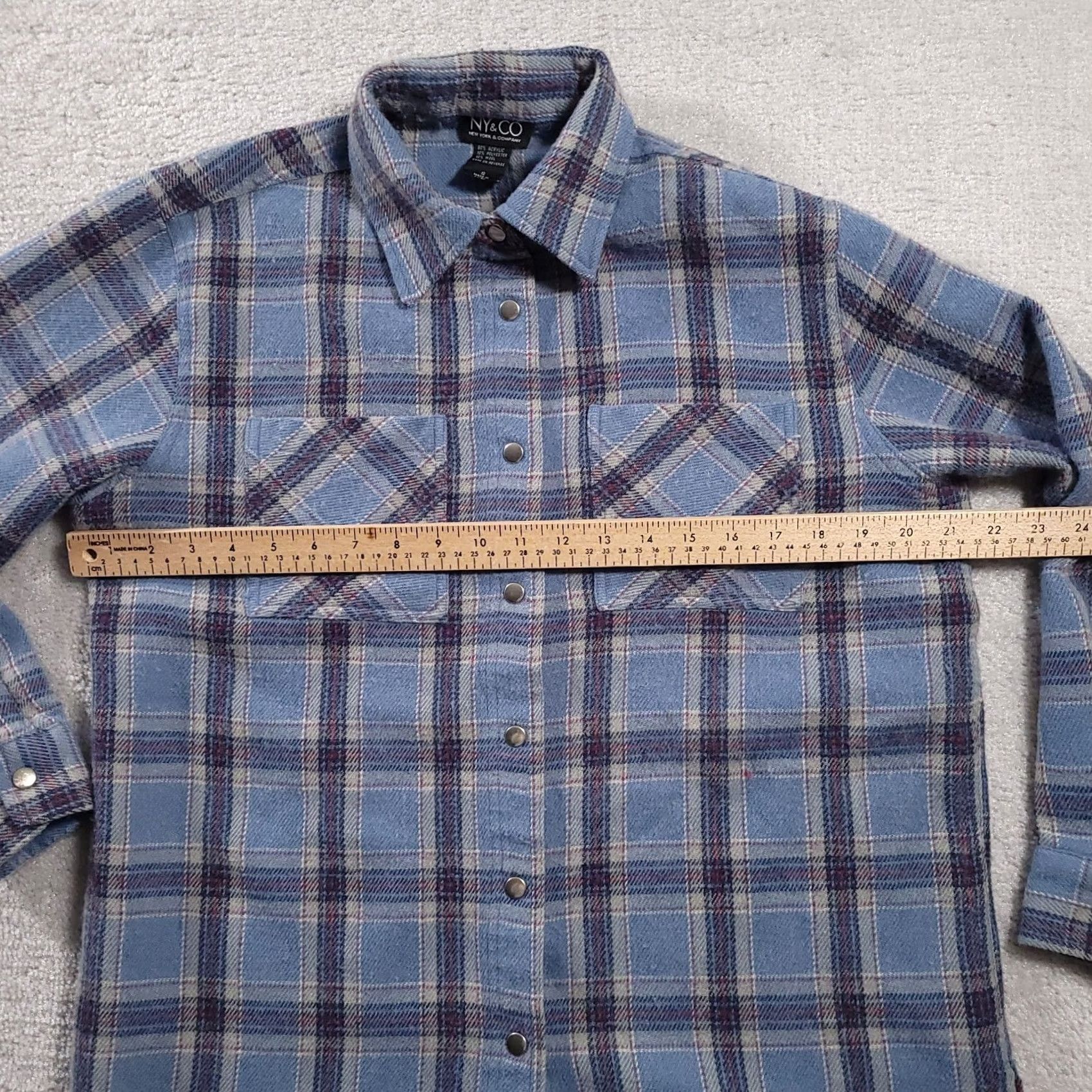 CO VINTAGE NY & CO Plaid Wool Blend Snap Shirt Shacket L/S Men’s Small Blue Wool Blend 90s Outdoor Womens? Size US S / EU 44-46 / 1 - 4 Thumbnail