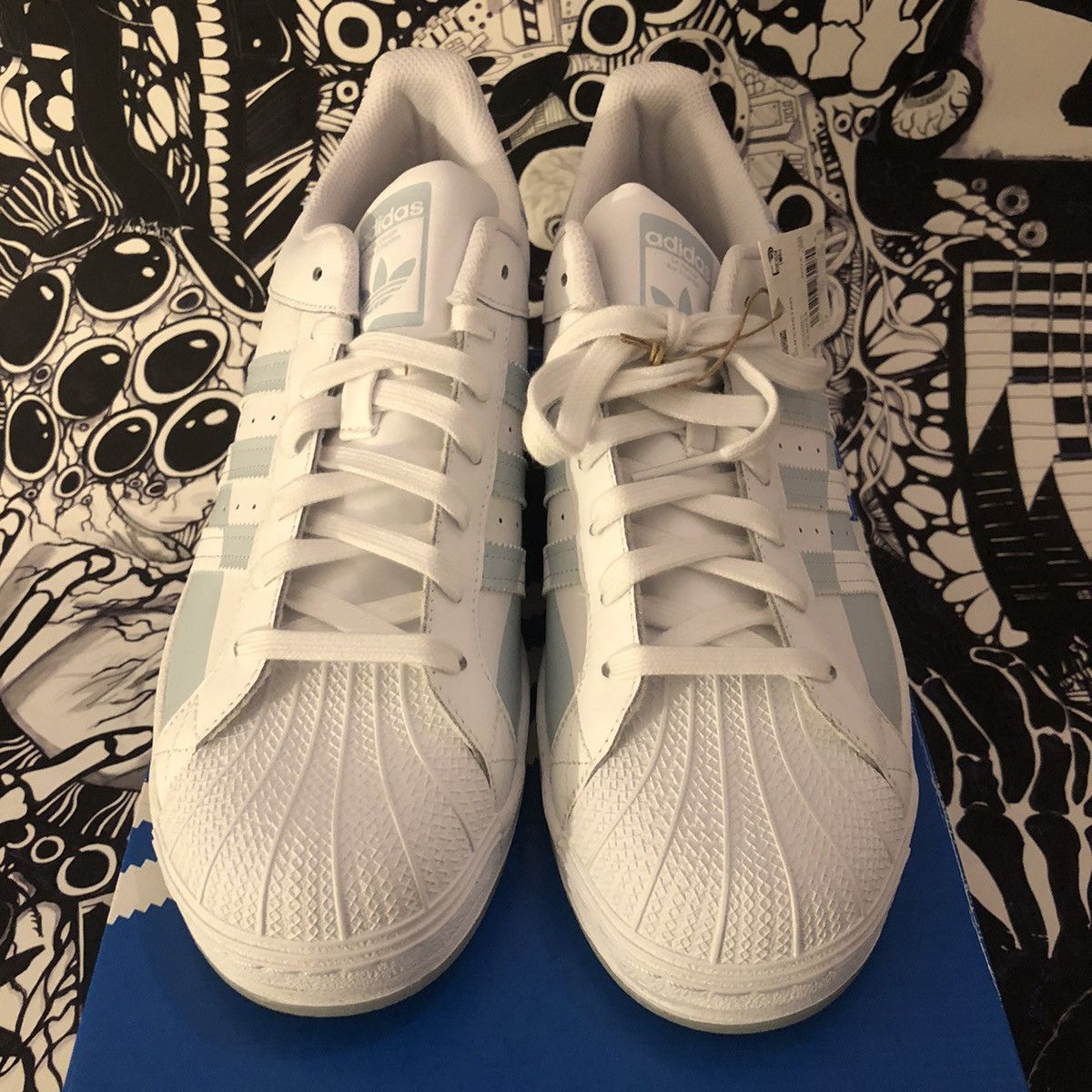 Adidas NWT Adidas Superstar Split White / Halo Blue FX5533 Size US 13 / EU 46 - 6 Thumbnail