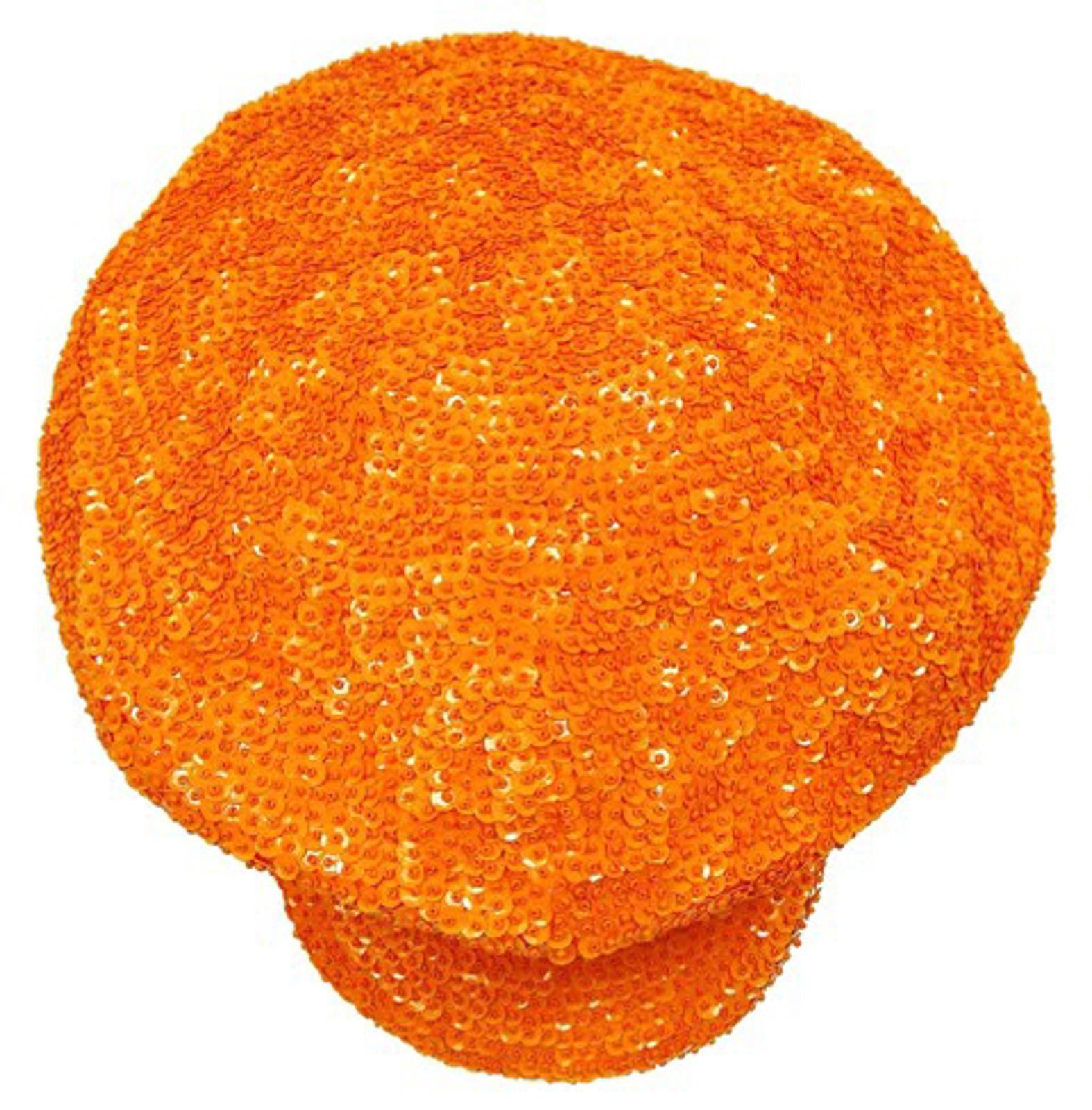 Designer Sequin Beaded Brando Cap Orange Size ONE SIZE - 1 Preview