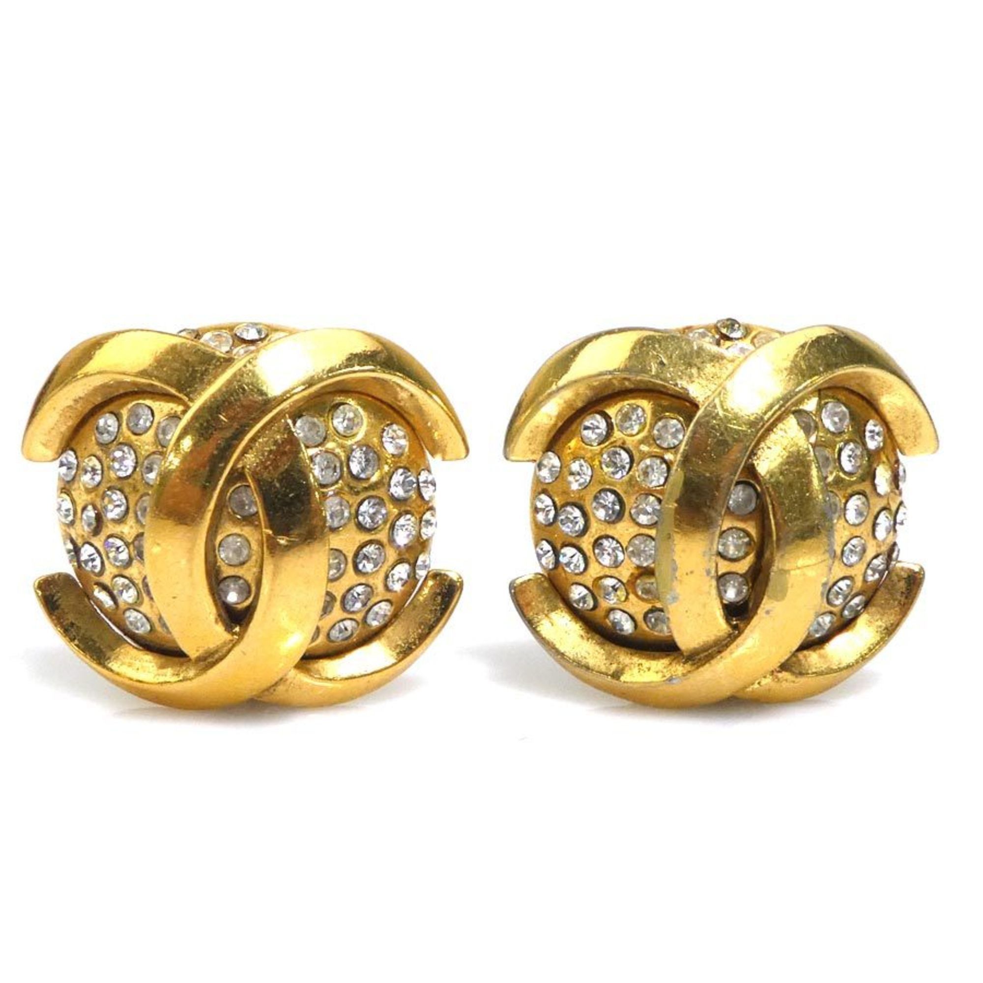 Chanel Chanel earrings, Coco Mark design, metal, rhinestones, gold and silver, for women. Free shipping. e61610a Size ONE SIZE - 1 Thumbnail