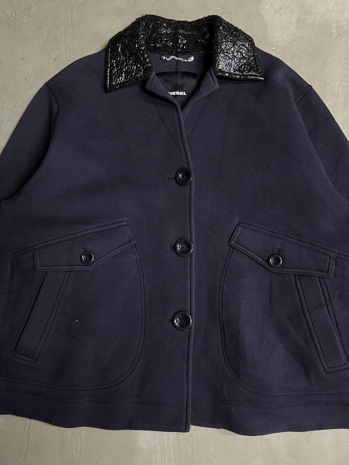 Diesel Vintage Diesel Cracked Leather Collar Kimono Boxy Jacket Size US L / EU 52-54 / 3 - 10 Thumbnail
