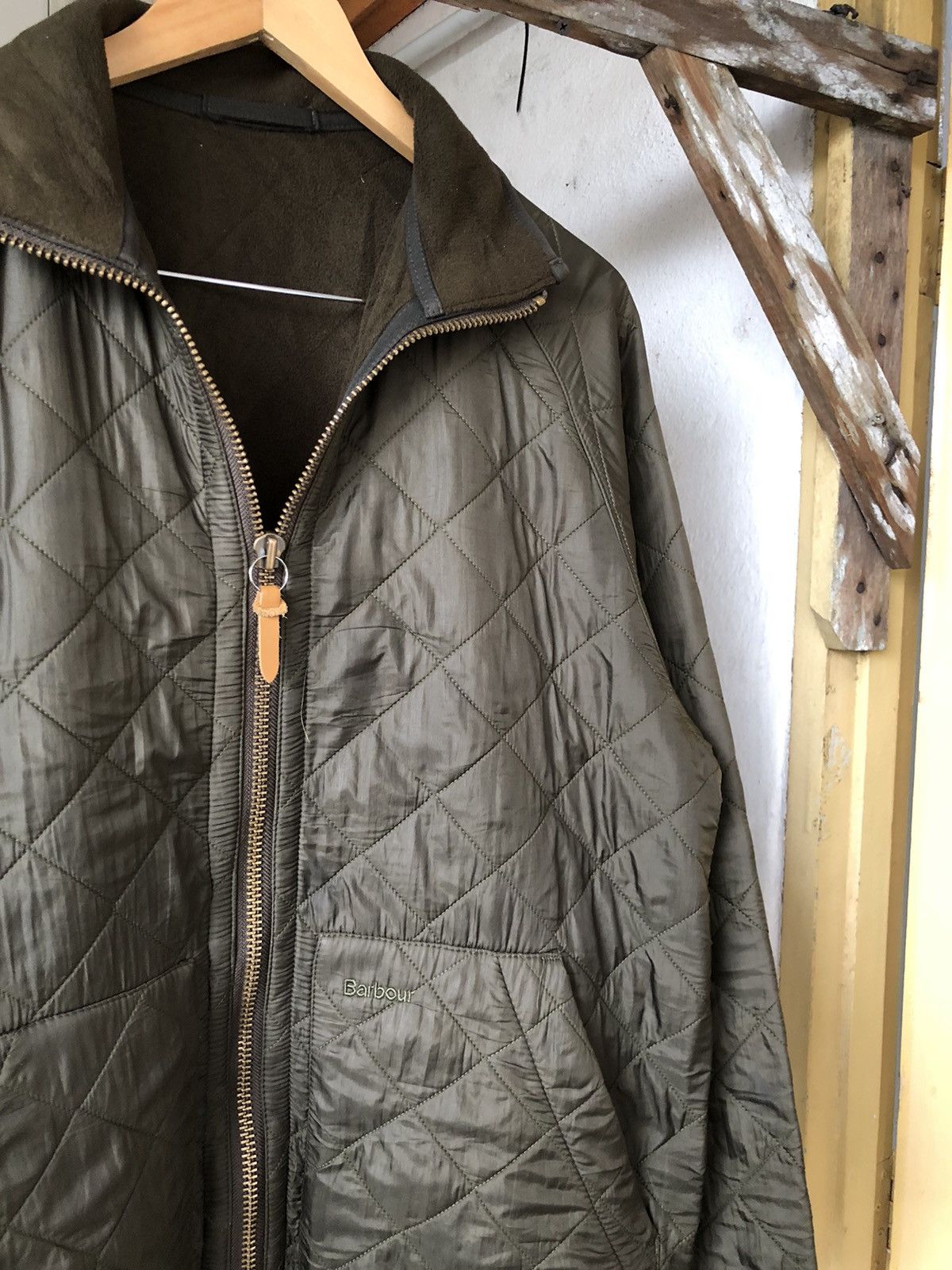Barbour Vintage Barbour Polar Quilt Zipper Jacket Army Green Size US M / EU 48-50 / 2 - 6 Thumbnail