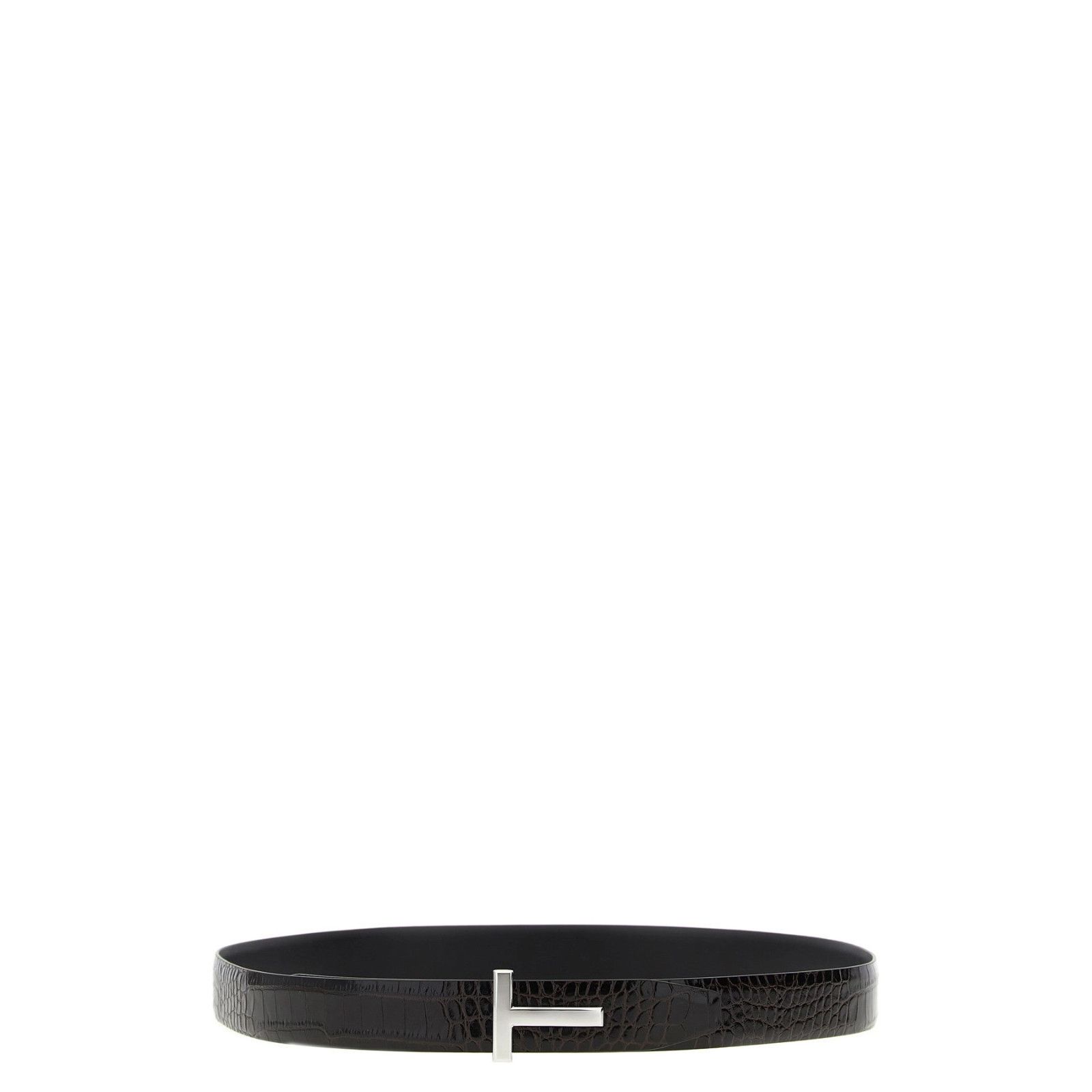 TOM FORD Brown/Black Embossed Leather 30mm Reversible Belt N