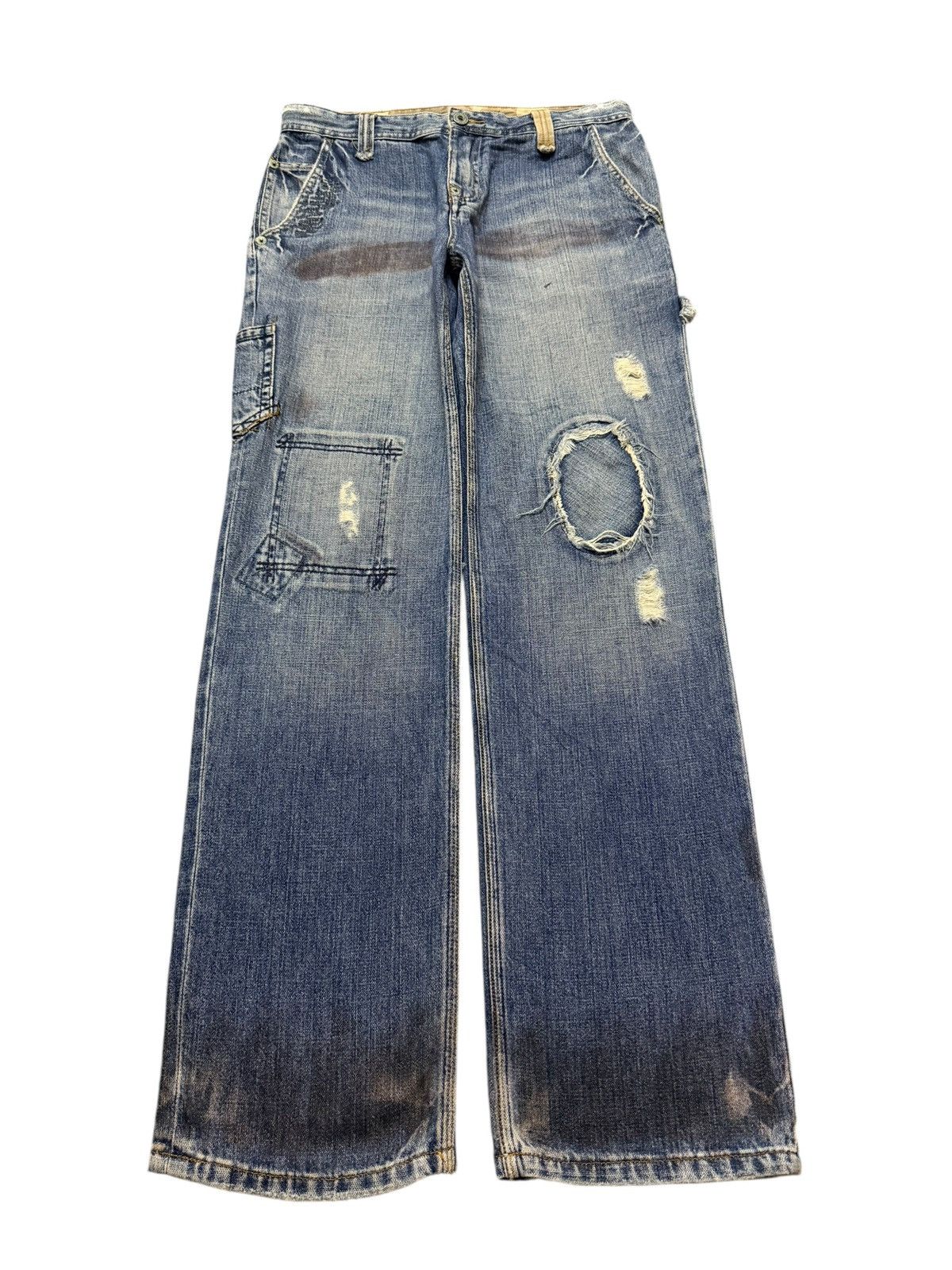 Kapital Vintage Y2K Japanese Brand Faded Wash Distress Patch Baggy Size US 32 / EU 48 - 1 Thumbnail