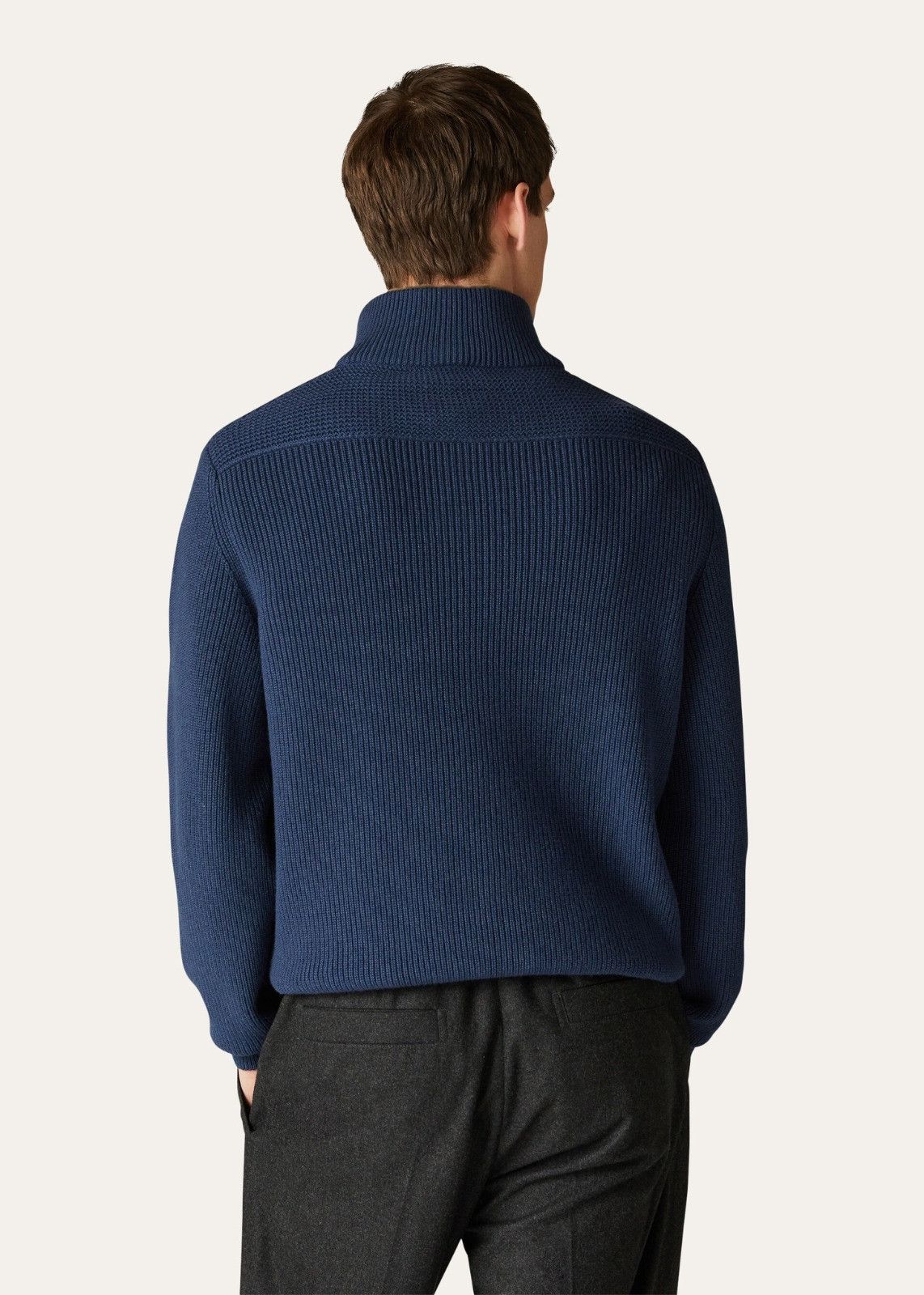 Loro Piana o1srvl11e1224 Mezzocollo Half Zip Sweater in Navy Blue Size US L / EU 52-54 / 3 - 4 Thumbnail