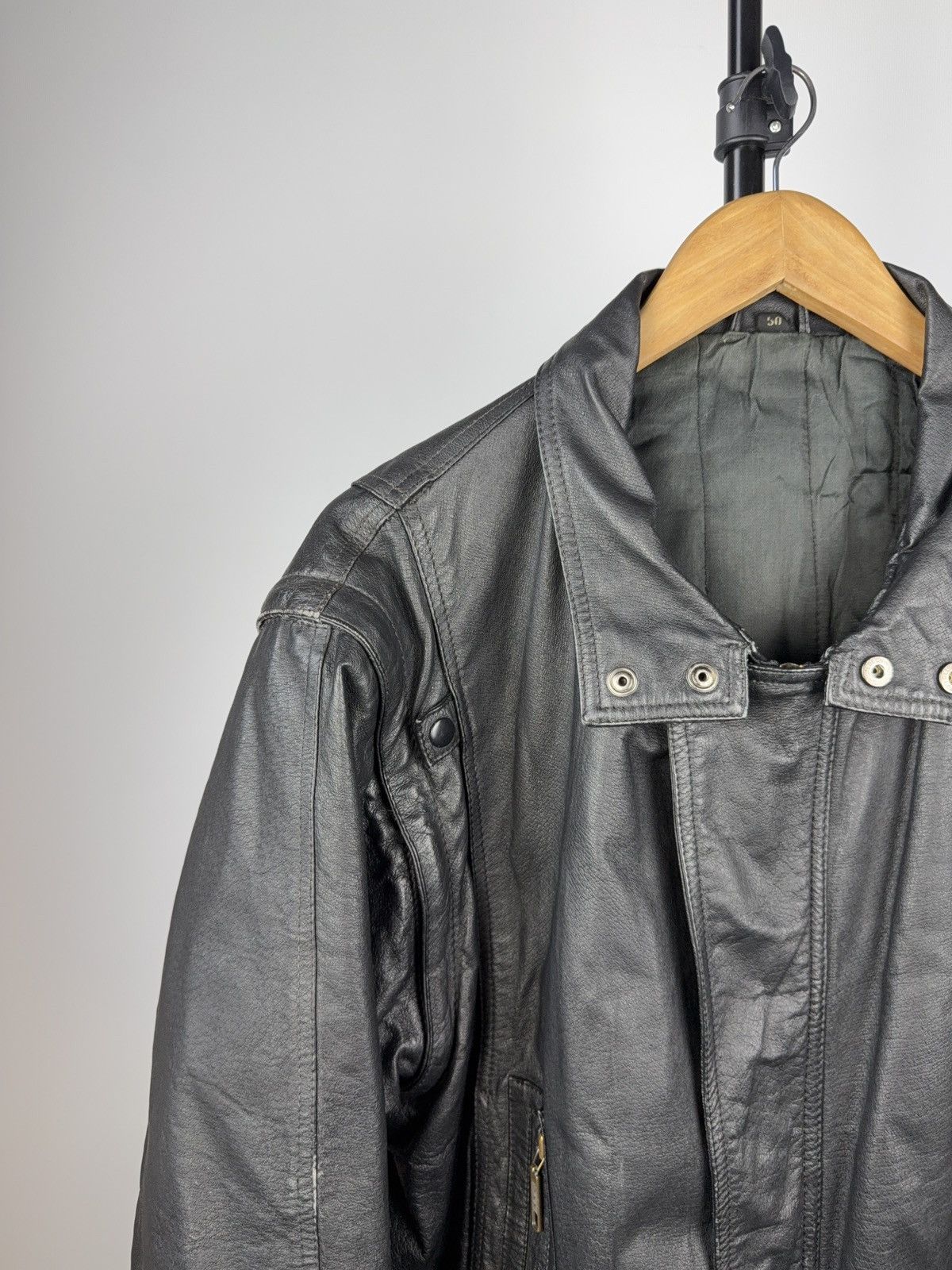 Leather × Vintage Vintage 90s Genuine Leather MOTO Bomber Jacket Rock Punk Size US M / EU 48-50 / 2 - 2 Thumbnail