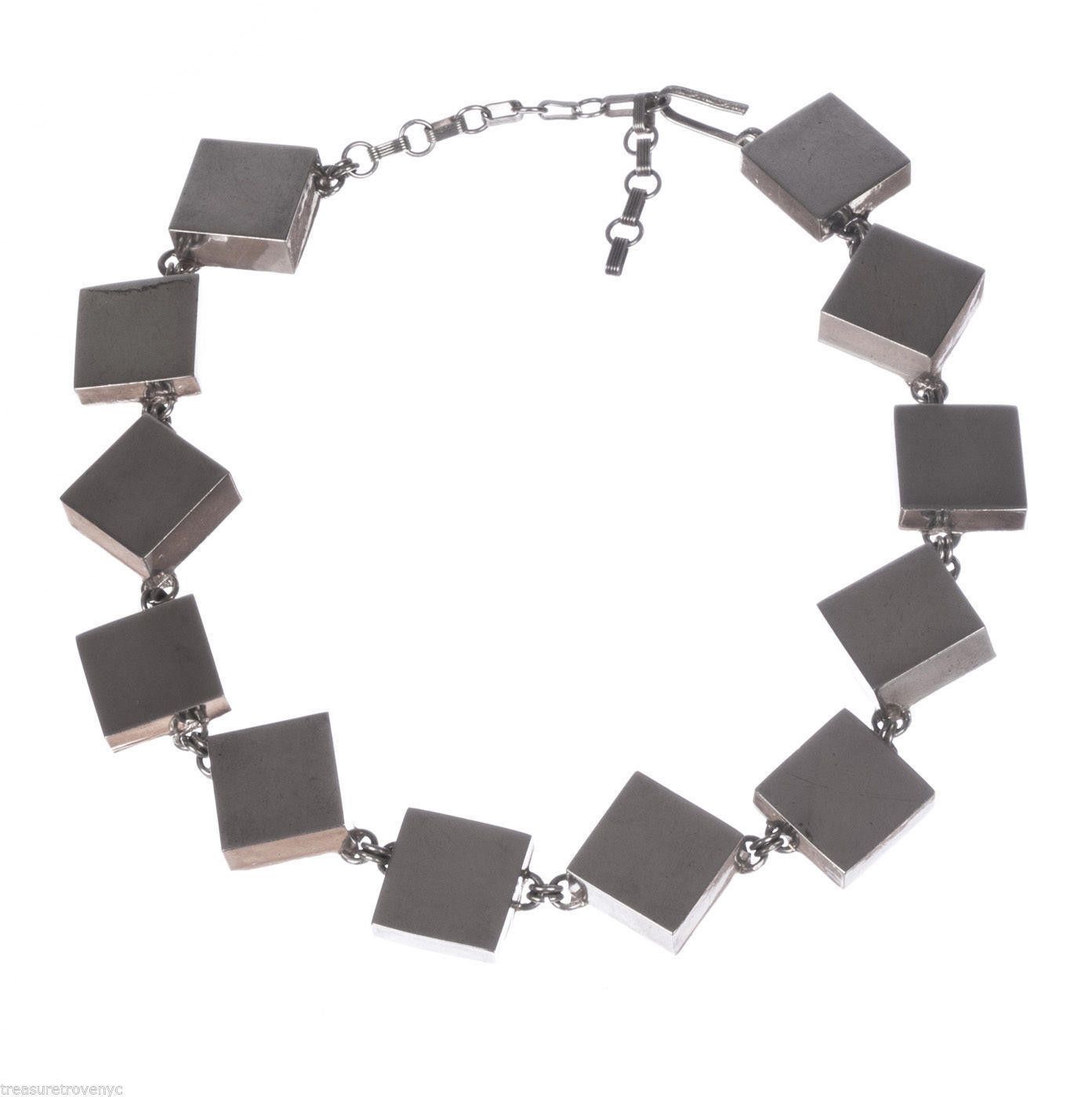 Claude Montana Claude Montana Silver Plated Square Link Necklace Size ONE SIZE - 2 Thumbnail