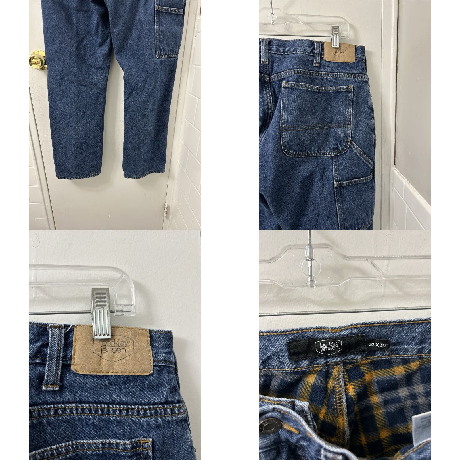 Denime Berkley Jensen Jeans Mens 32x30 Blue Wash Flannel Lined Straight Denim Quality Comfort Winter Fall Size US 32 / EU 48 - 8 Thumbnail