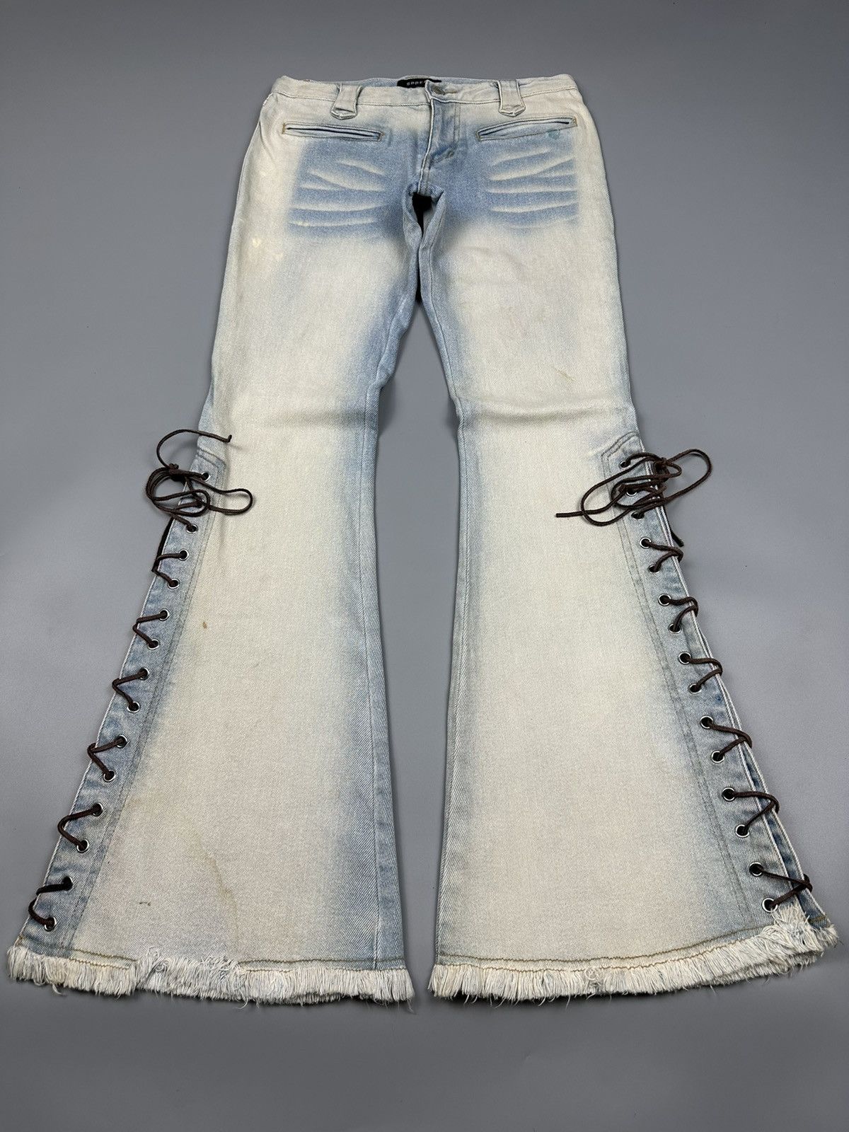 If Six Was Nine × Le Grande Bleu (L.G.B.) 🔥Sick Nine🔥Vintage Spread Micros Flared Cowboy Jeans Size US 28 / EU 44 - 3 Thumbnail