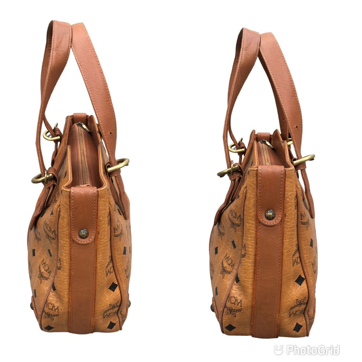 MCM Authentic MCM Visetos Vtg Brown Leather Monogram Tote Bag Size ONE SIZE - 12 Thumbnail
