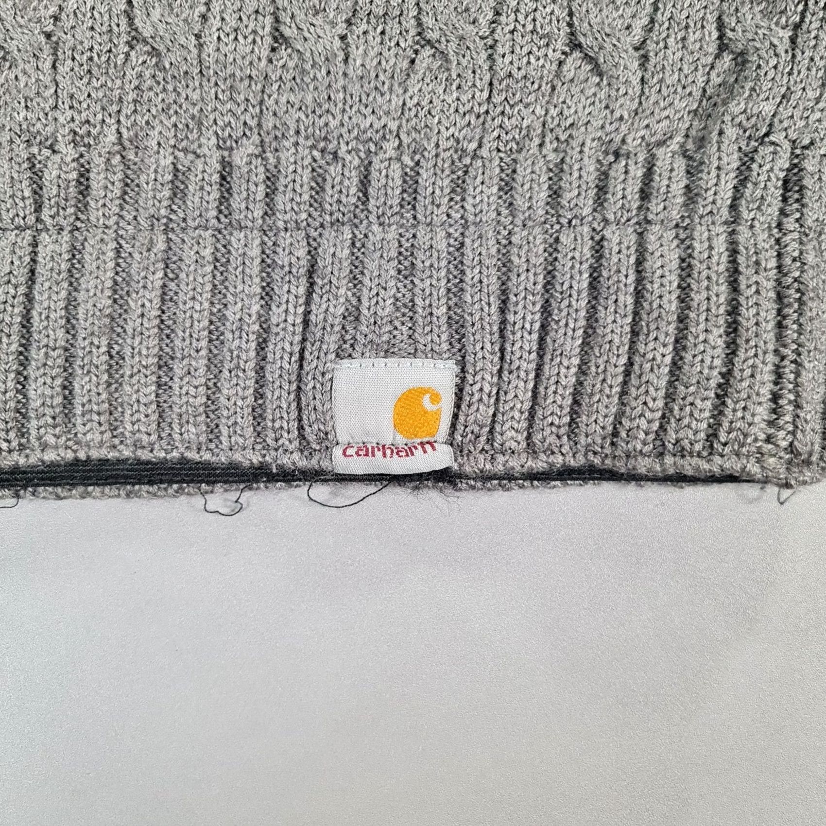 Carhartt Carhartt Mens Jumper Grey XL Cable Knit Wool Blend Pullover Size US XL / EU 56 / 4 - 4 Thumbnail