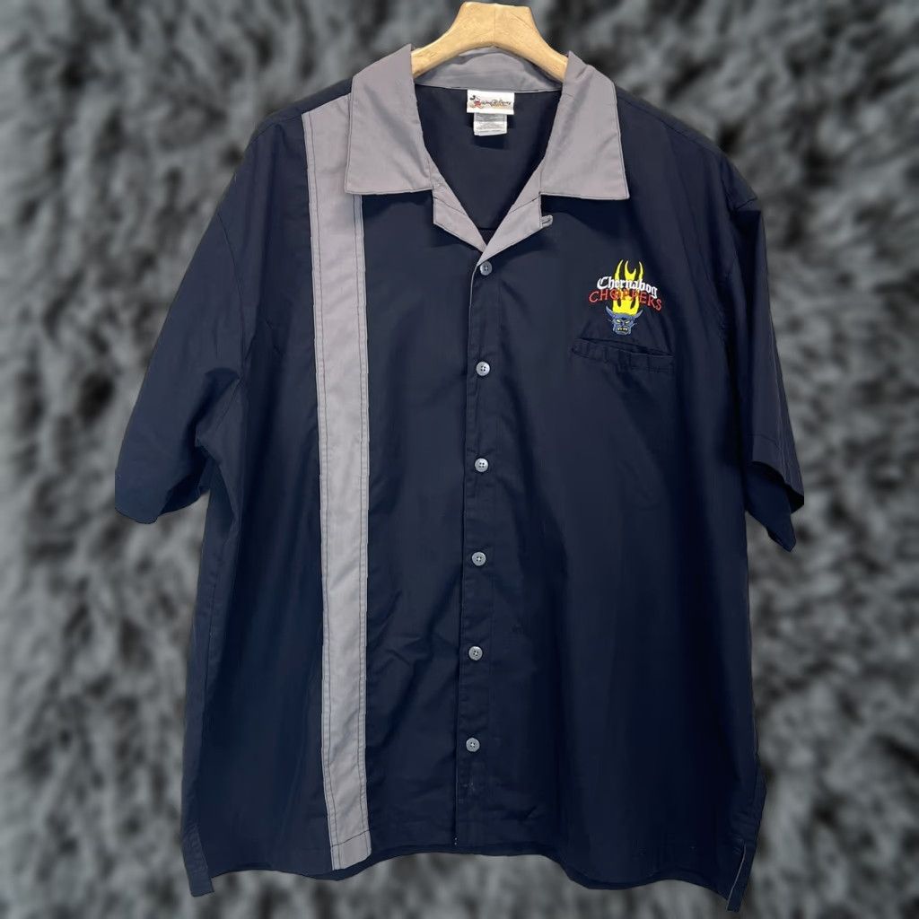 Disney VINTAGE Disney Chernabog Choppers Button-Up Shirt XXL Black & Gray 90s Retro Rockabilly Mens Size US XXL / EU 58 / 5 - 1 Thumbnail