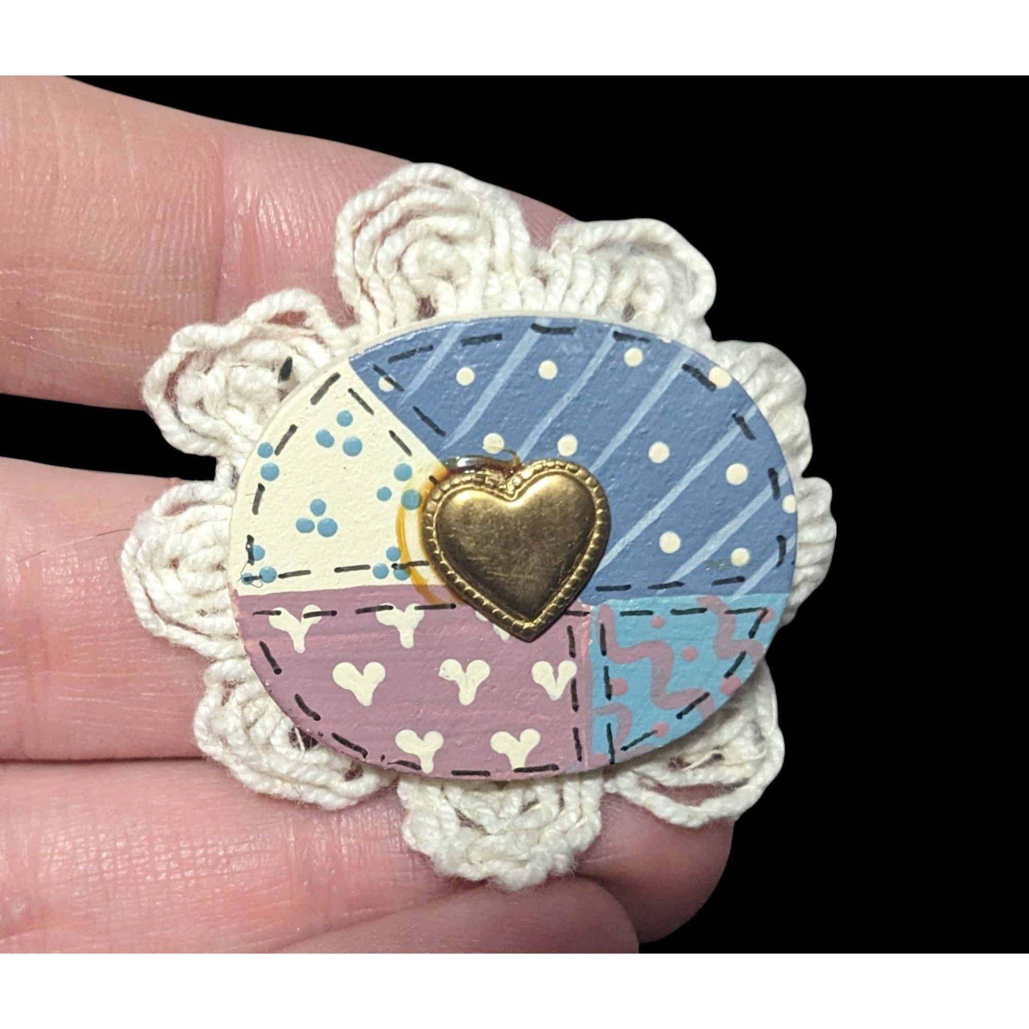 Other Handmade Coquette Cottagecore Patchwork And Lace Brooch Size ONE SIZE - 2 Thumbnail