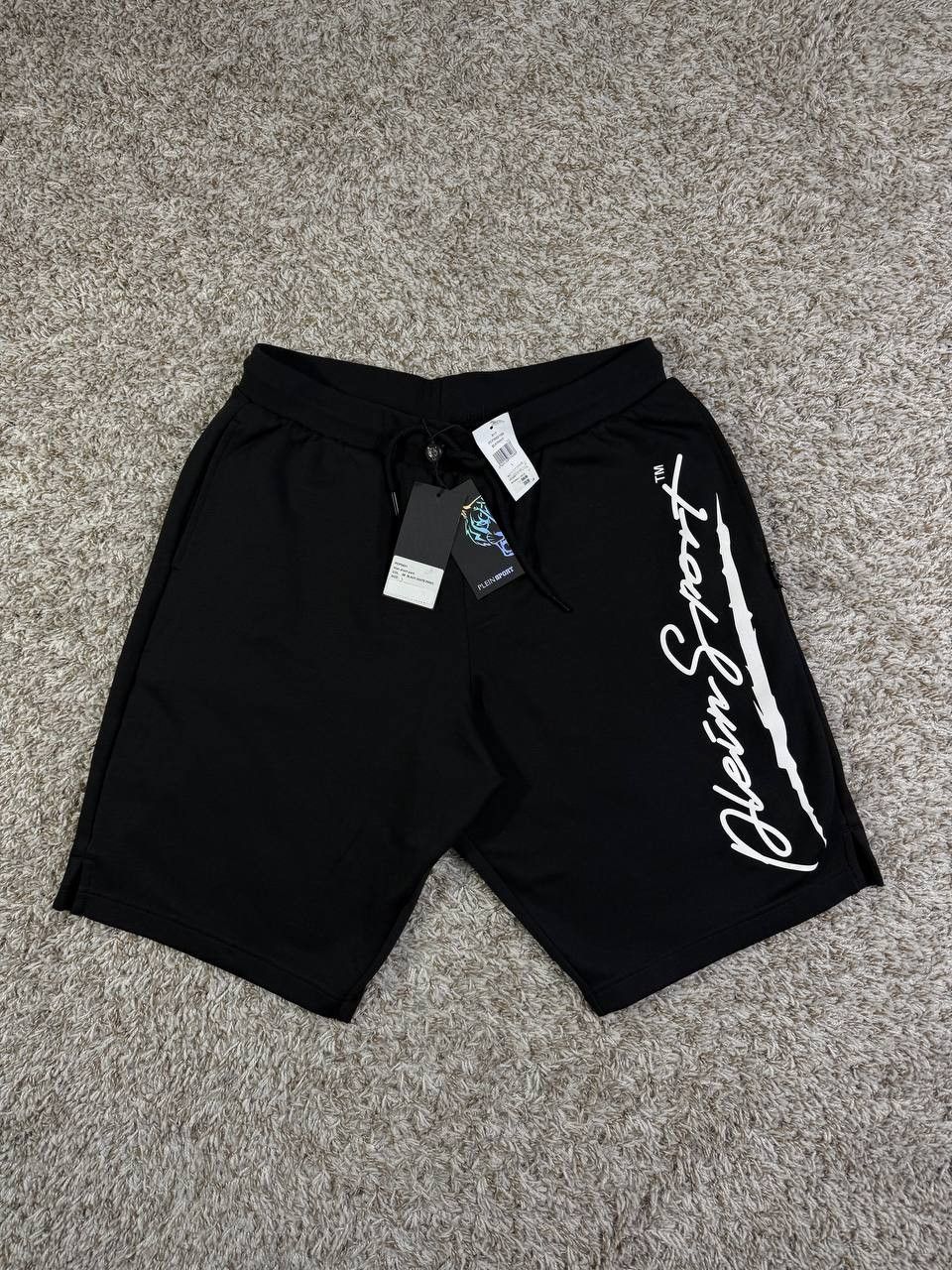 Philipp Plein Plein Sport Print White Logo Black Shorts Size US 32 / EU 48 - 1 Thumbnail