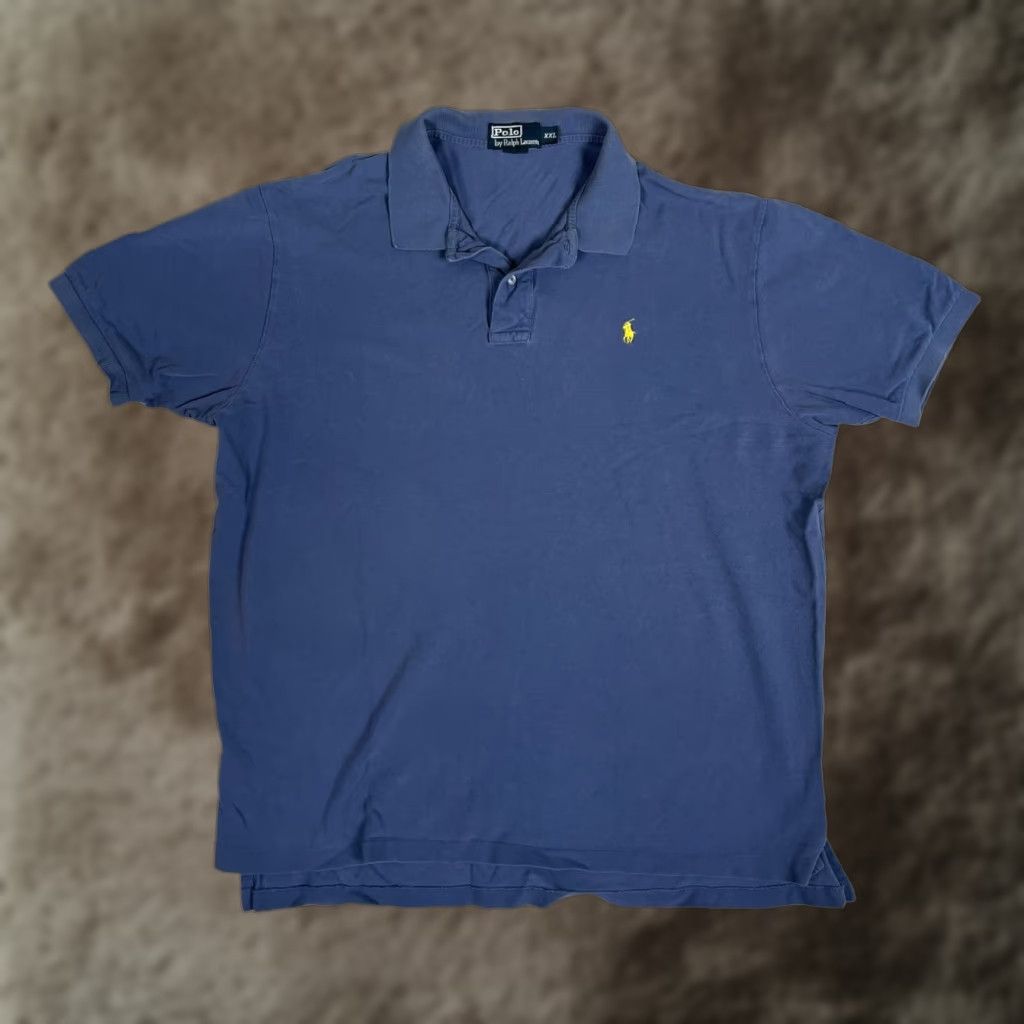 Polo Ralph Lauren Polo Ralph Lauren Polo Shirt Mens 2XL Blue Yellow Pony Logo Short Sleeve Collar Button Regular Fit Knit Vintage No Size US XXL / EU 58 / 5 - 1 Thumbnail