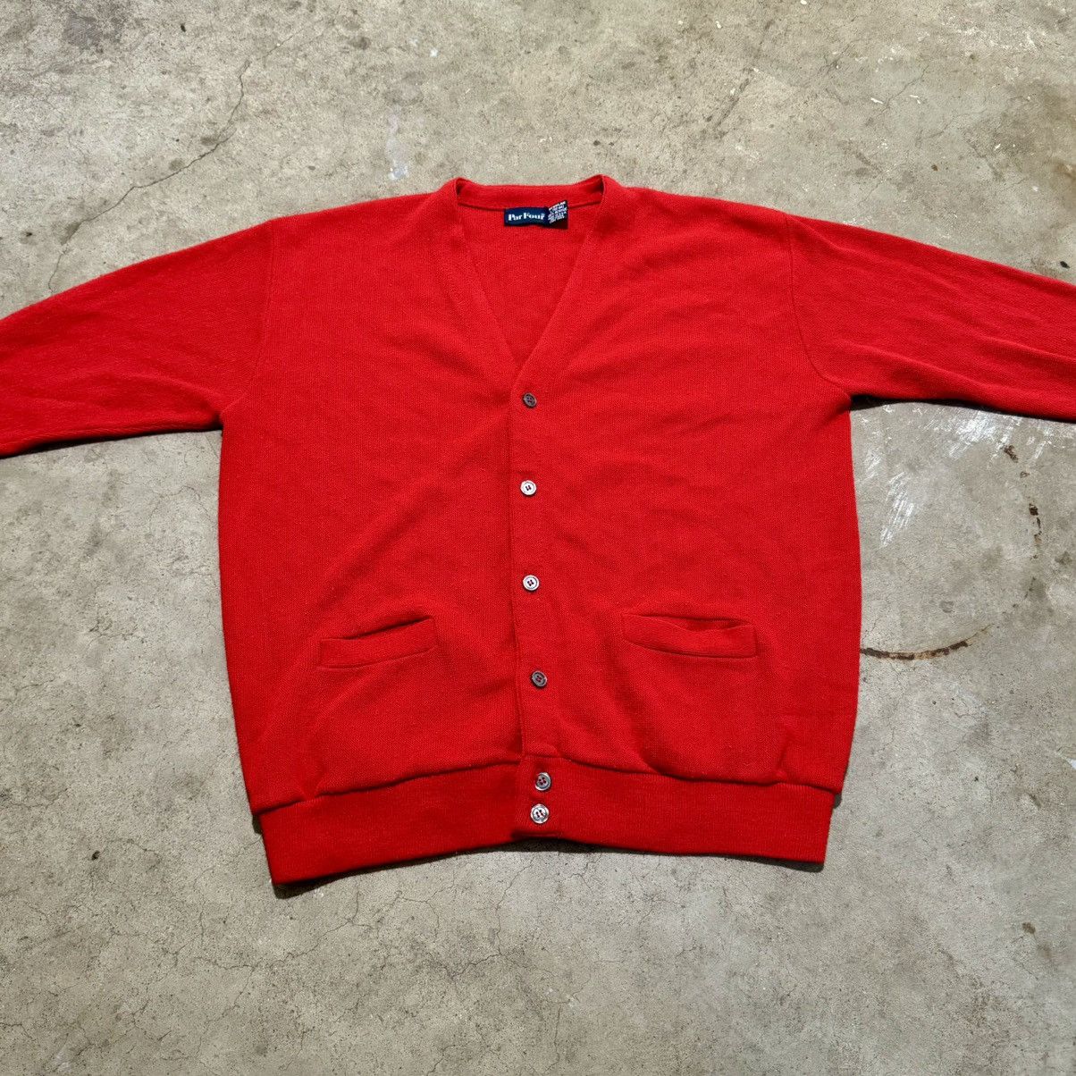 Vintage VINTAGE 80s RED ACRYLIC CARDIGAN! Size US L / EU 52-54 / 3 - 2 Thumbnail