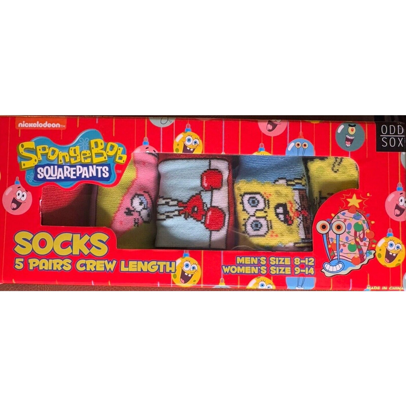 The Unbranded Brand ODD SOX SPONGEBOB SQUAREPANTS SOCKS 5 PAIRS CREW MEN'S 8-12 Size ONE SIZE - 2 Thumbnail