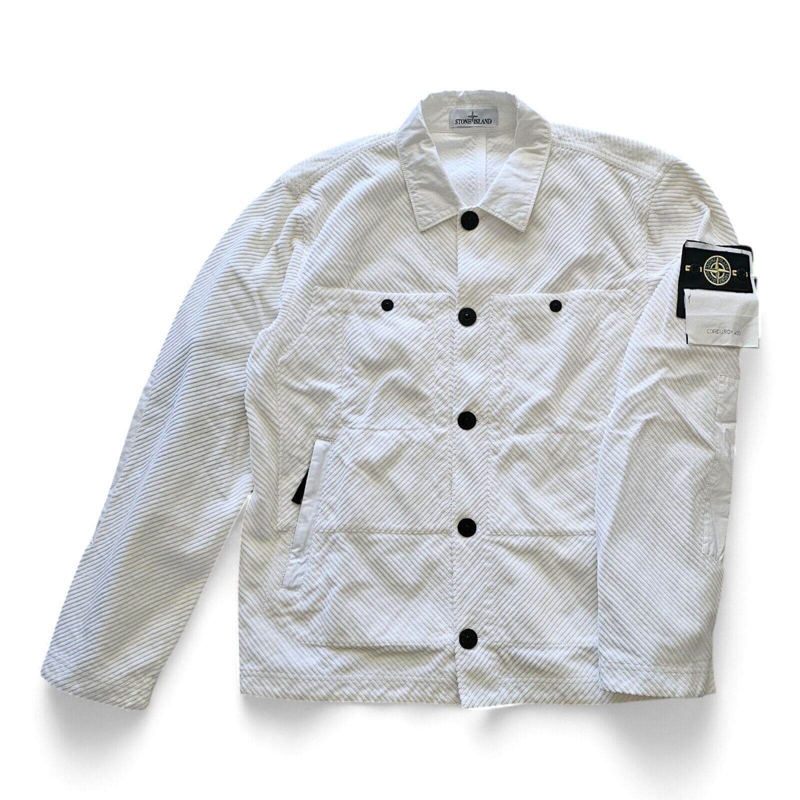 Stone Island Compass Patch Shirt/Jacket - Corduroy - White size Large Size US L / EU 52-54 / 3 - 3 Thumbnail