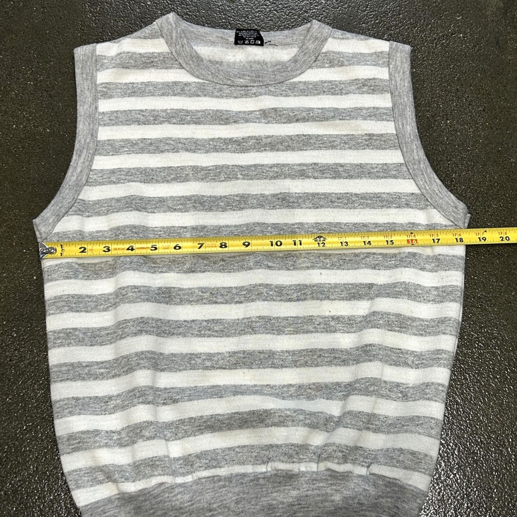 Rivieras Riviera Creations Sweater Vest Womens Medium Gray White Striped Knit Top Size M / US 6-8 / IT 42-44 - 5 Thumbnail
