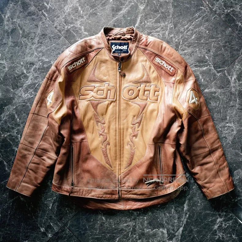 Schott Schott Brown motorcycle leather jacket Size US XXL / EU 58 / 5 - 1 Thumbnail