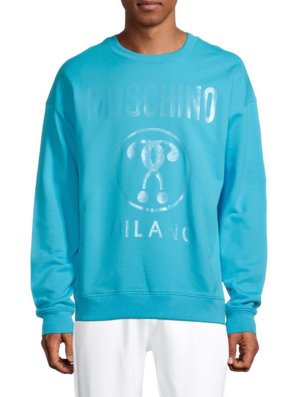 Moschino o1y0225 Logo Crewneck Sweatshirt in Blue Size US S / EU 44-46 / 1 - 1 Thumbnail