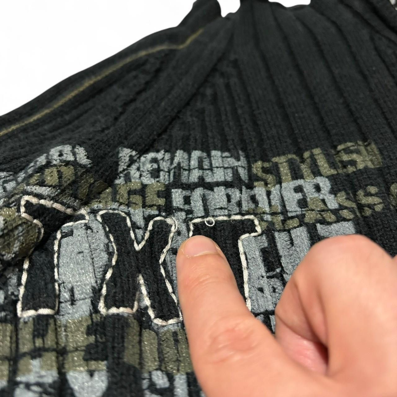 TXT × Vintage Vintage Y2K Faded Black Asymmetrical Zip Graphic Rib Sweater Size S / US 4 / IT 40 - 3 Thumbnail
