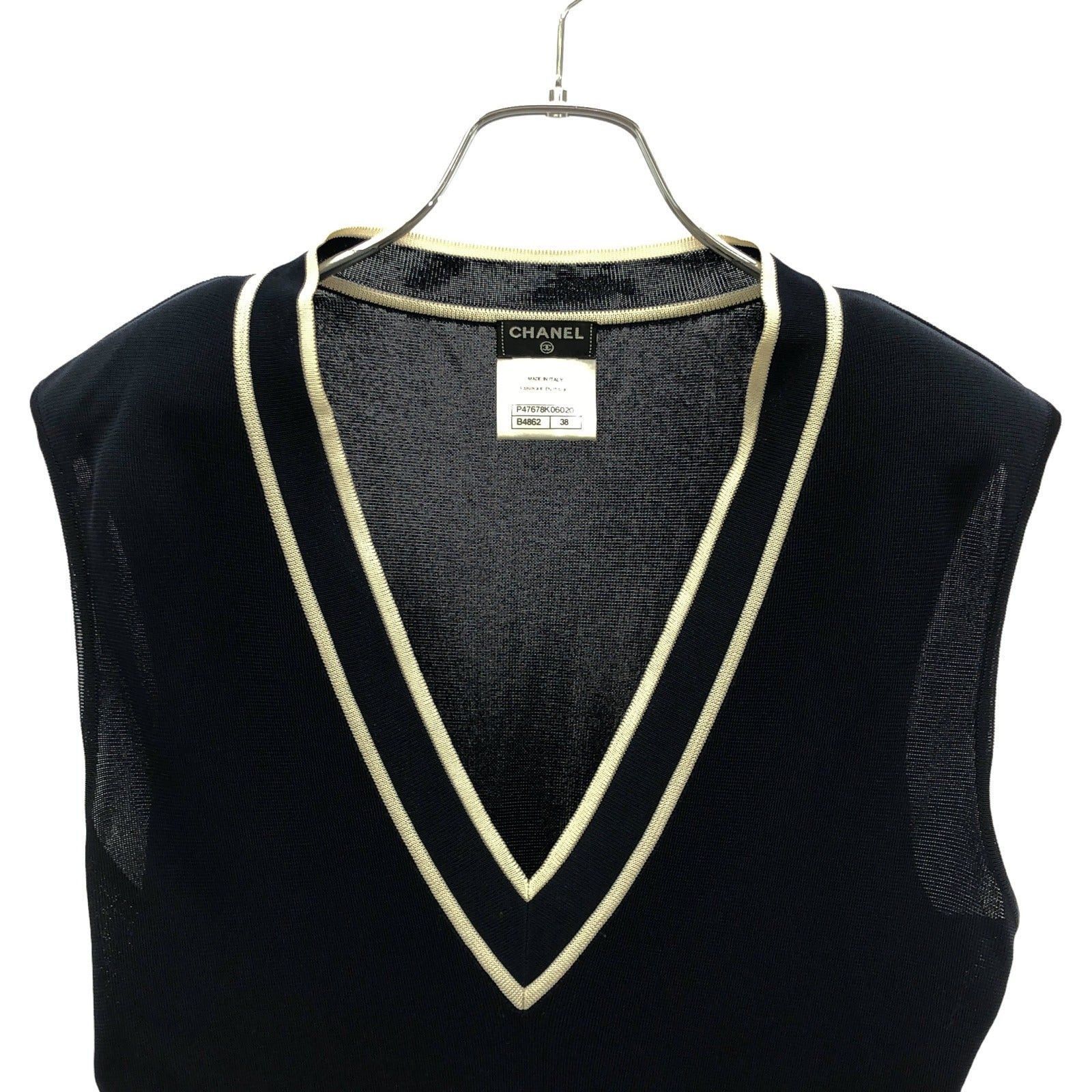 Chanel Chanel Sleeveless Knit Rayon Navy Size ONE SIZE - 1 Thumbnail