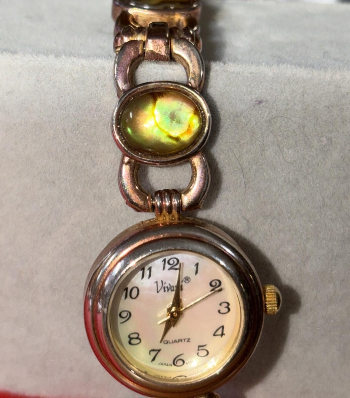 Other Ladies Vintage Vivian Watch Gemstone Bracelet Abalone Face Size ONE SIZE - 2 Thumbnail