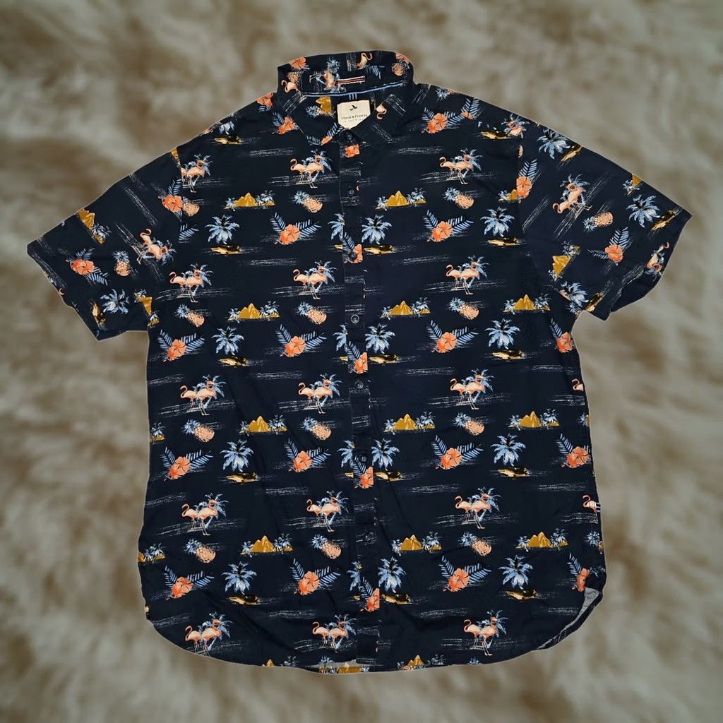 Denime VINTAGE Denim & Flower Button-Up Short Sleeve Men's XL Slim Fit Hawaii Vacation AOP Size US 36 / EU 52 - 1 Thumbnail