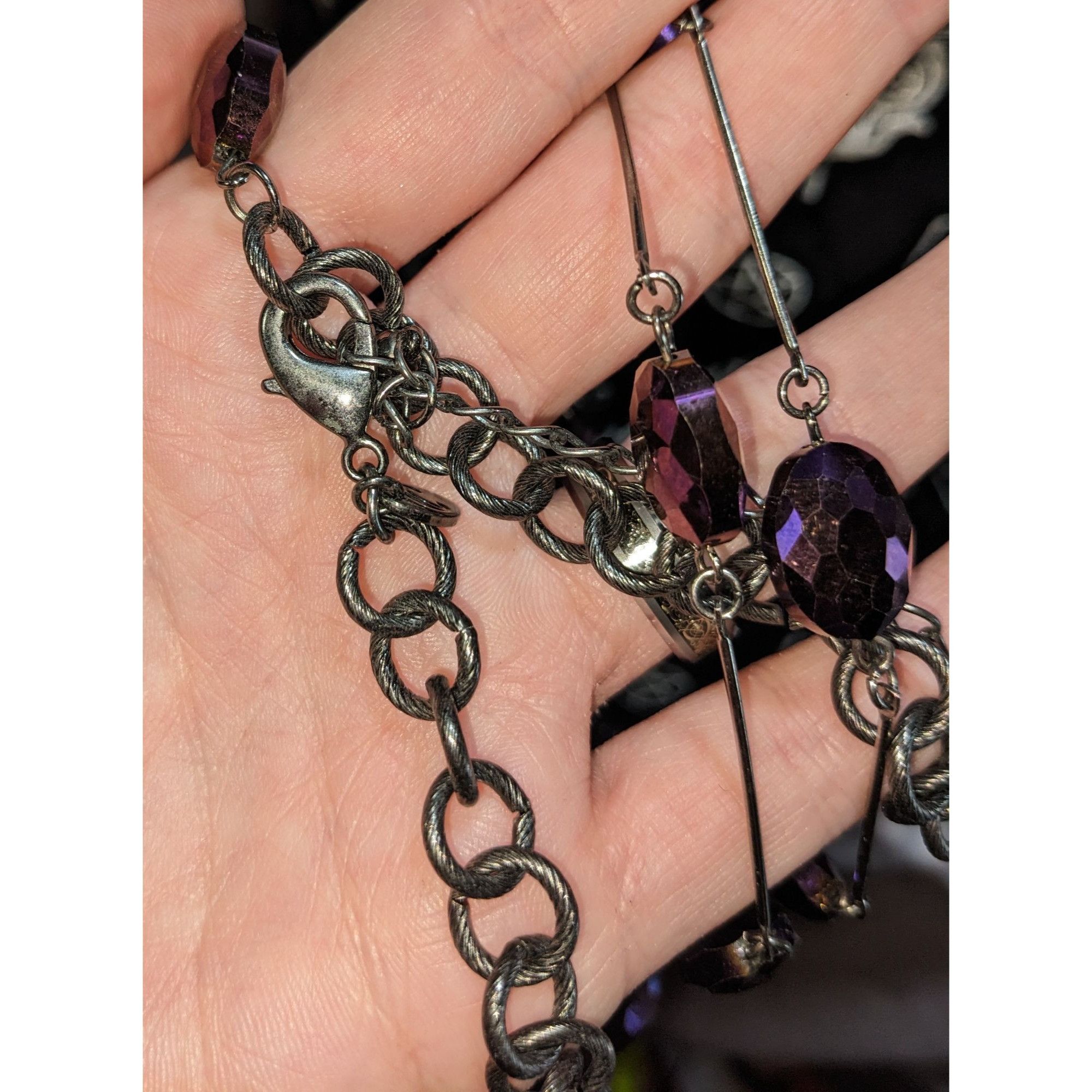 Other Charming Charlie Gothic Purple Faceted Bead Station Necklace Size ONE SIZE - 10 Thumbnail