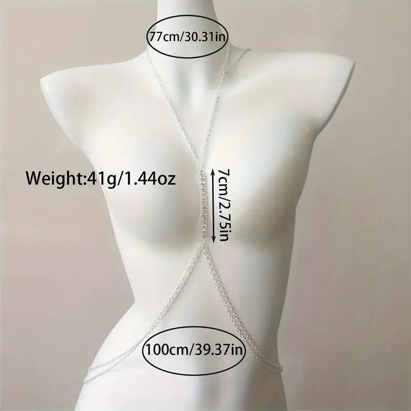 Other Sexy Silver Rhinestone Body Chain Crystal Bikini Jewelry Size ONE SIZE - 7 Thumbnail