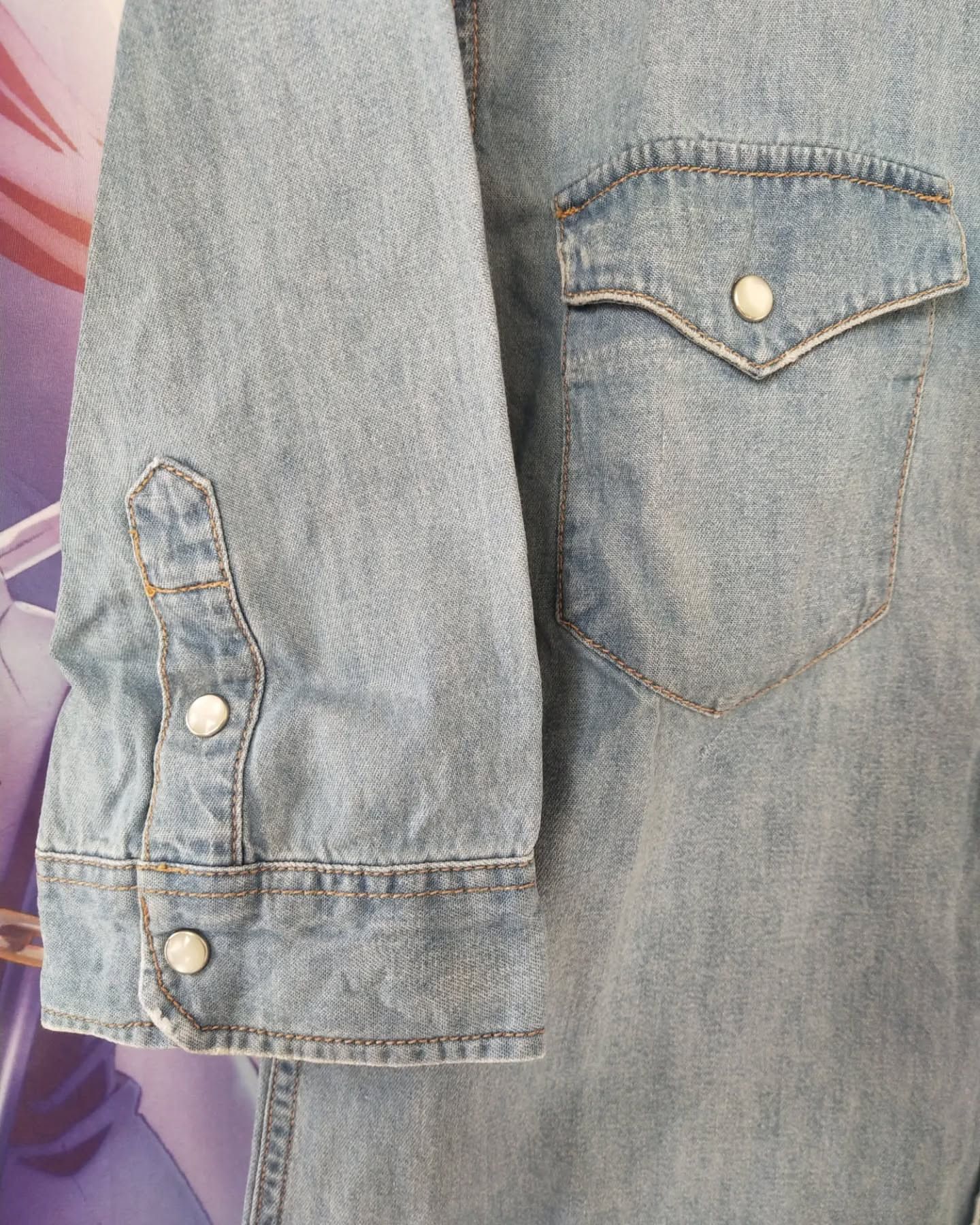 Edwin Edwin Blue Short Sleeve Denim Double Pocket Shirt Size L / US 10 / IT 46 - 2 Thumbnail