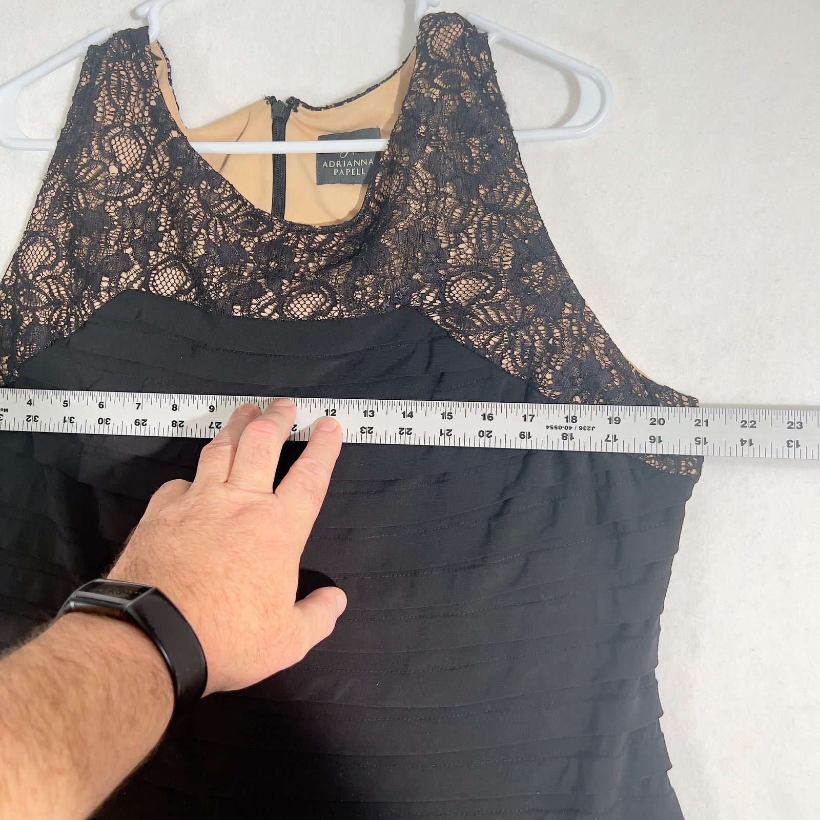 Adrianna Papell Adrianna Papell Above Knee Dress A-Line Woman Black Lace Top Size ONE SIZE - 7 Thumbnail