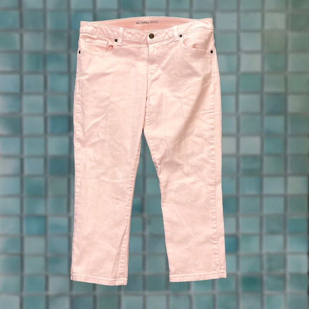 Michael Kors Michael Kors Jeans Womens Pink Izzy Cropped Skinny Leg Denim Cotton Stretch 12 Size 24" / US 00 / IT 34 - 1 Thumbnail