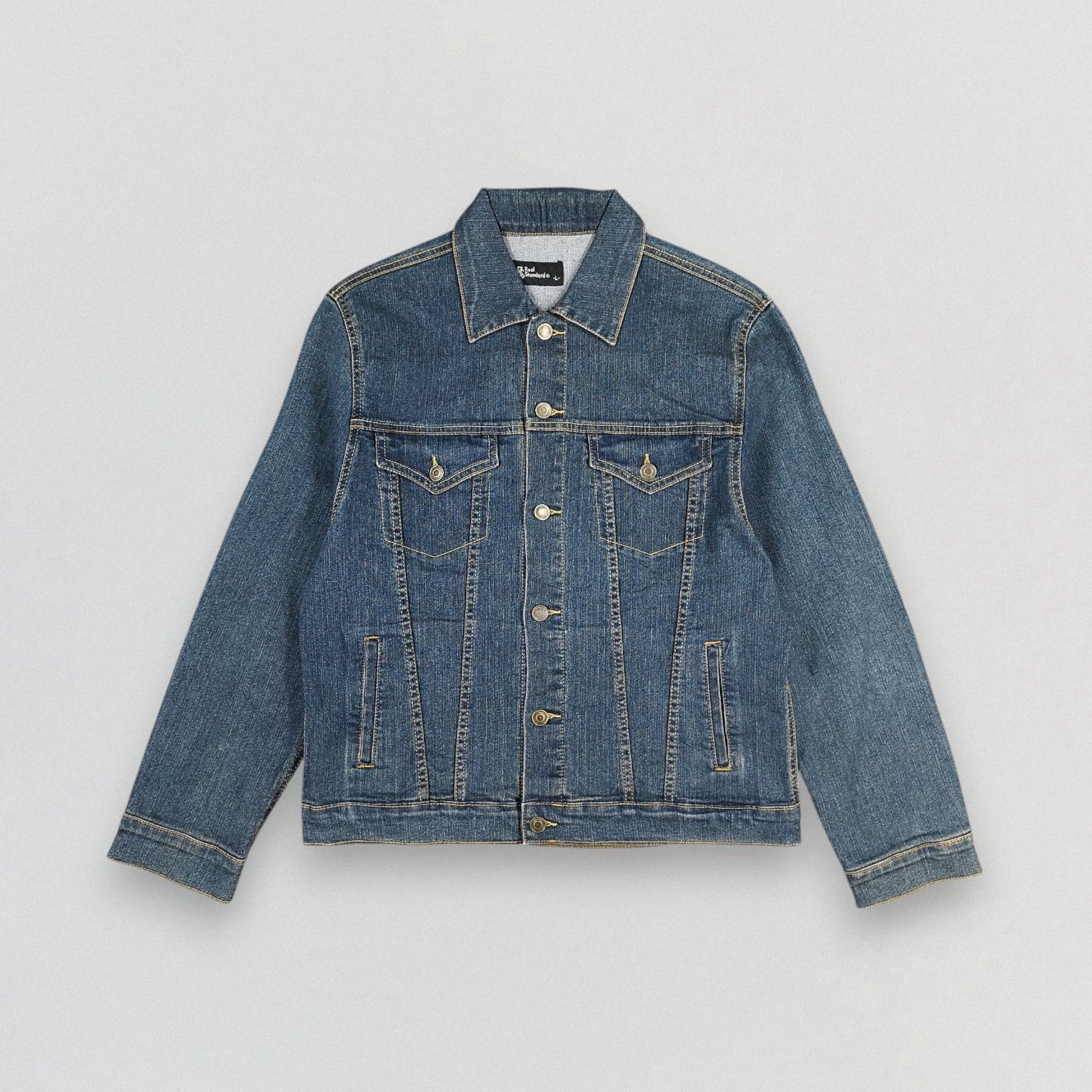 Japanese Brand Japanese Brand Real Standard Blue Denim Trucker Jacket Size US L / EU 52-54 / 3 - 1 Thumbnail
