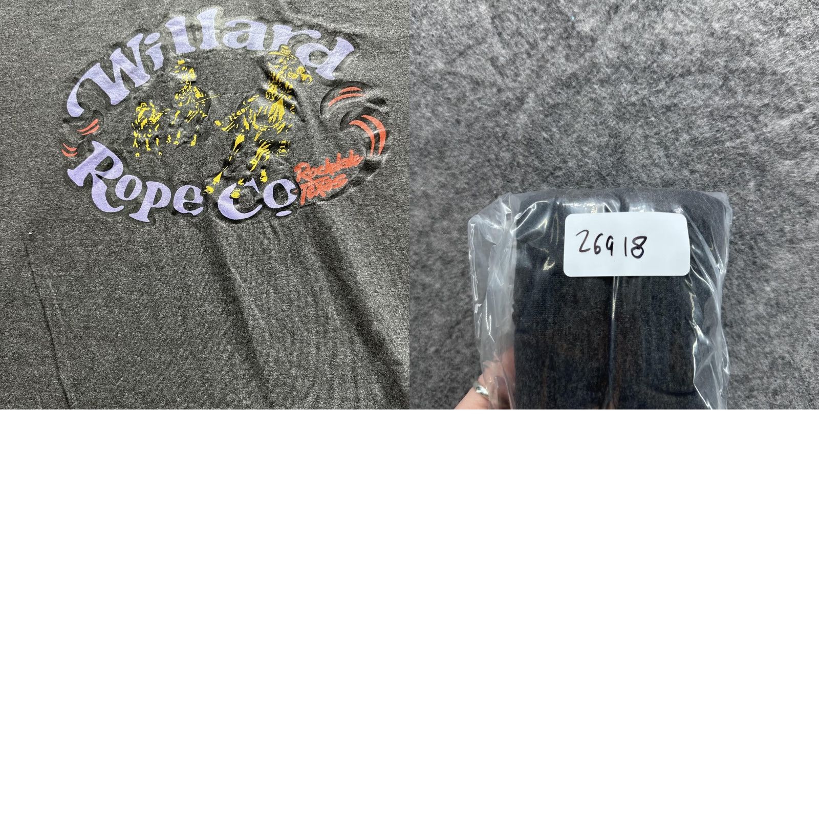 CO VINTAGE Willard Rope Co Shirt Mens Large Gray Rockdale Texas Graphic Western Cowboy Tee Size US L / EU 52-54 / 3 - 8 Thumbnail