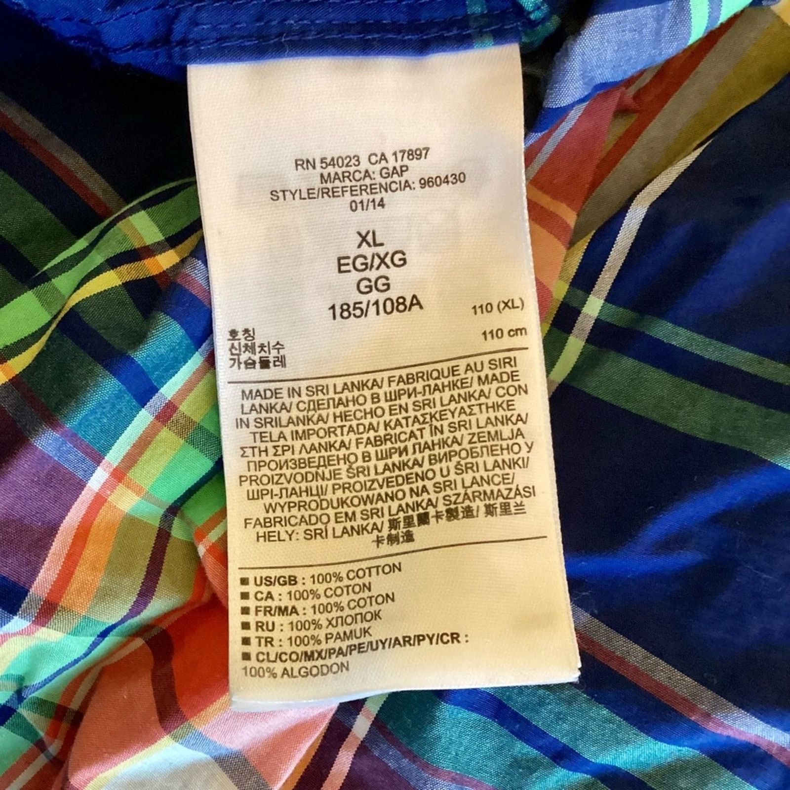 Gap GAP Plaid Lived-In Button Down Size US XL / EU 56 / 4 - 5 Thumbnail